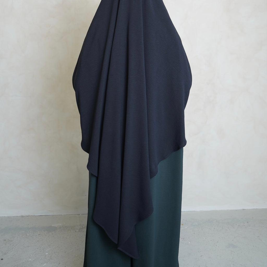 Navy Grey Crepe with Khimar Niqab Ties