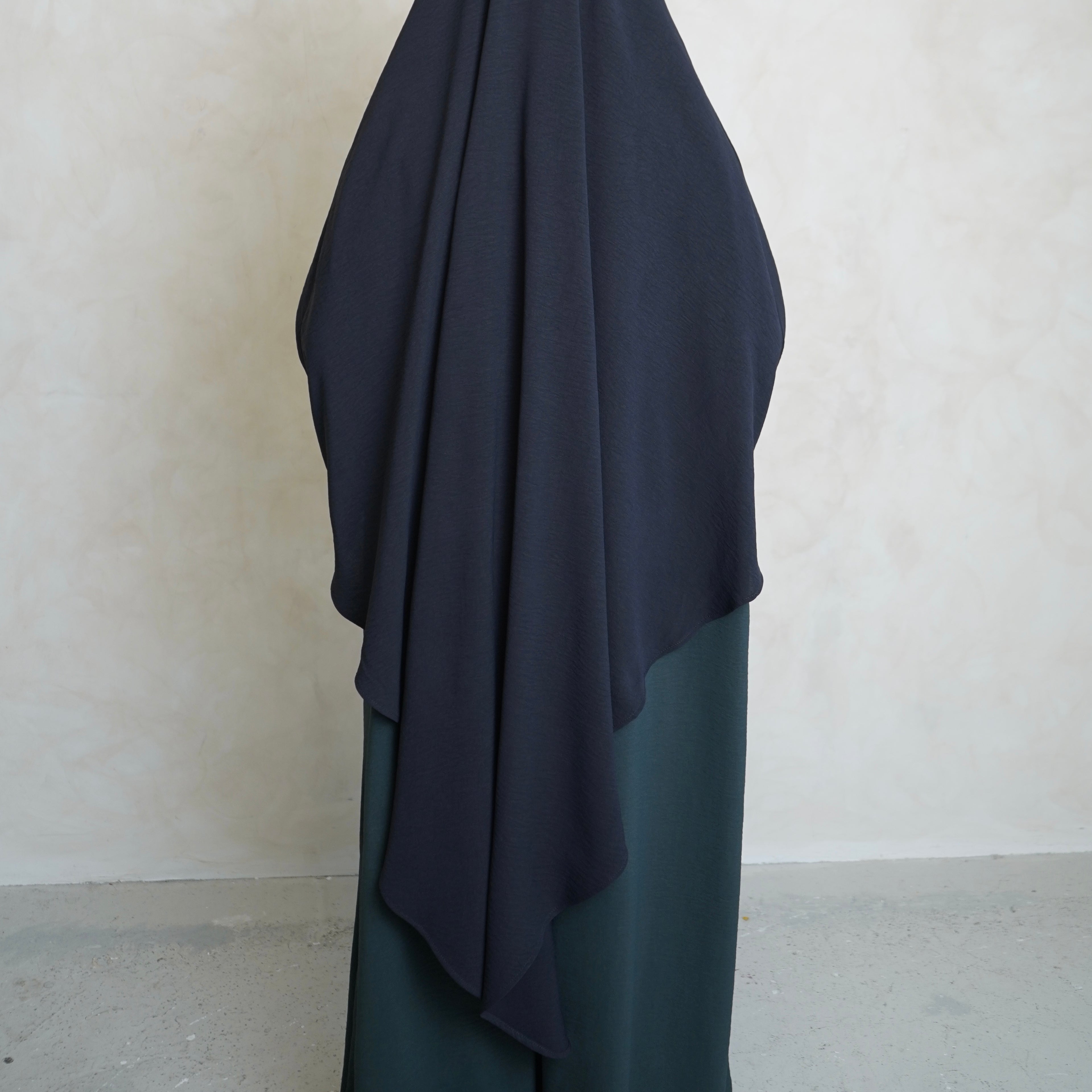 Navy Grey Crepe with Khimar Niqab Ties