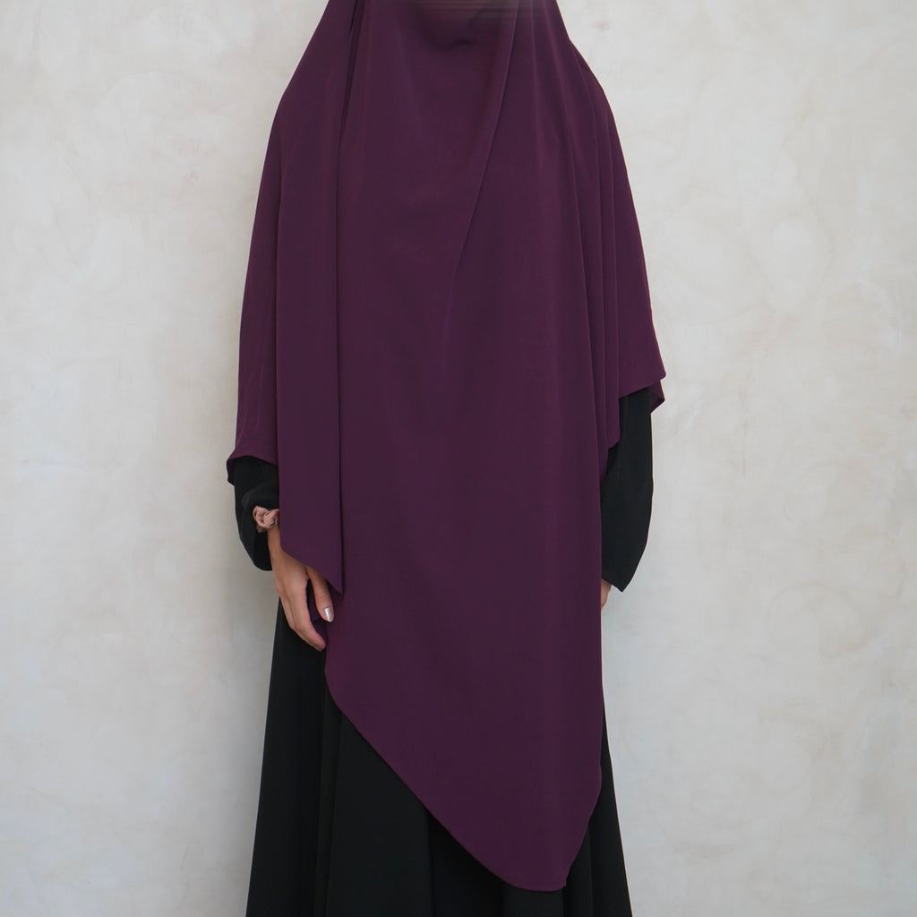 Extra Long Burgundy Khimar with Niqab Ties