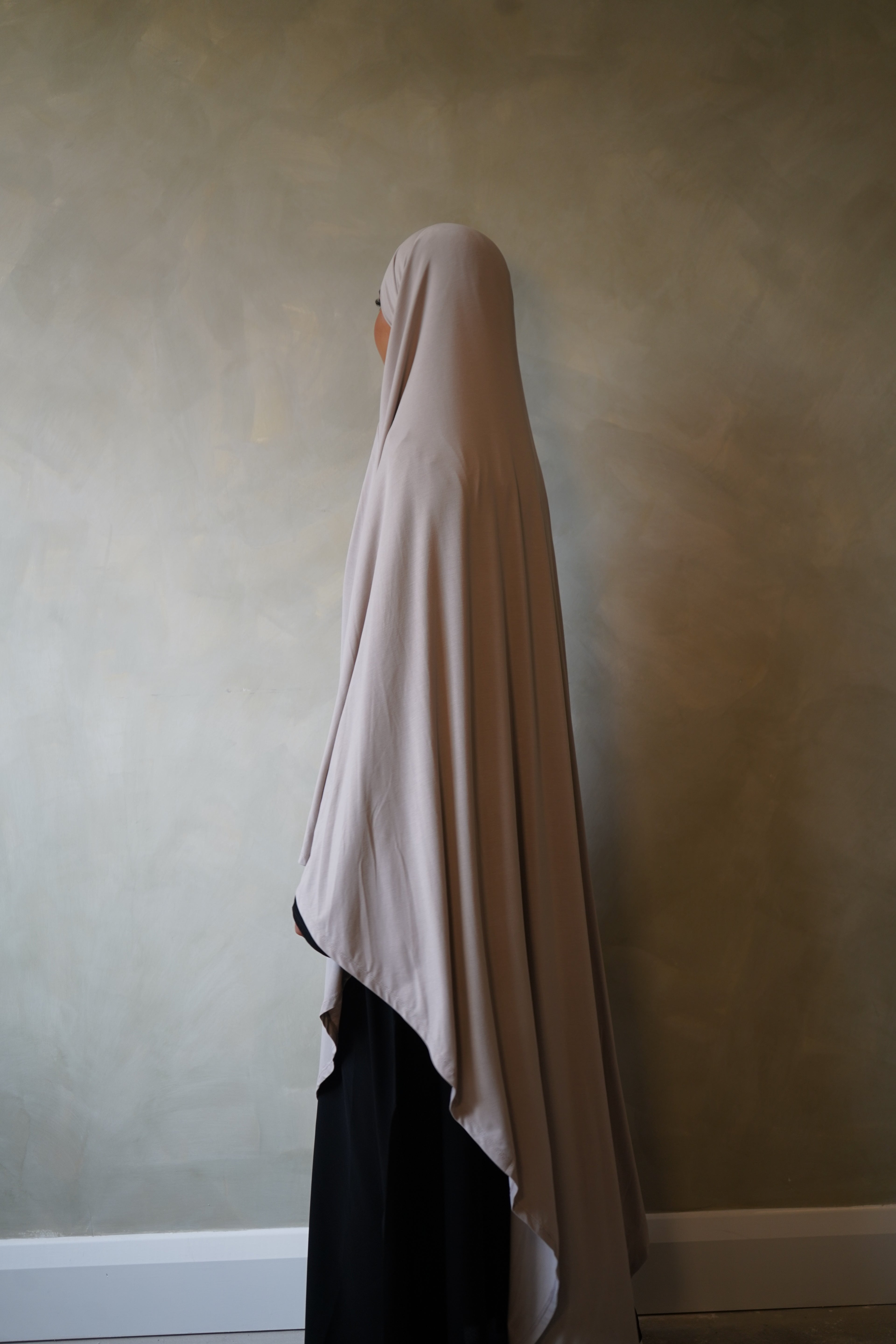 Large Light Beige Jersey Khimar