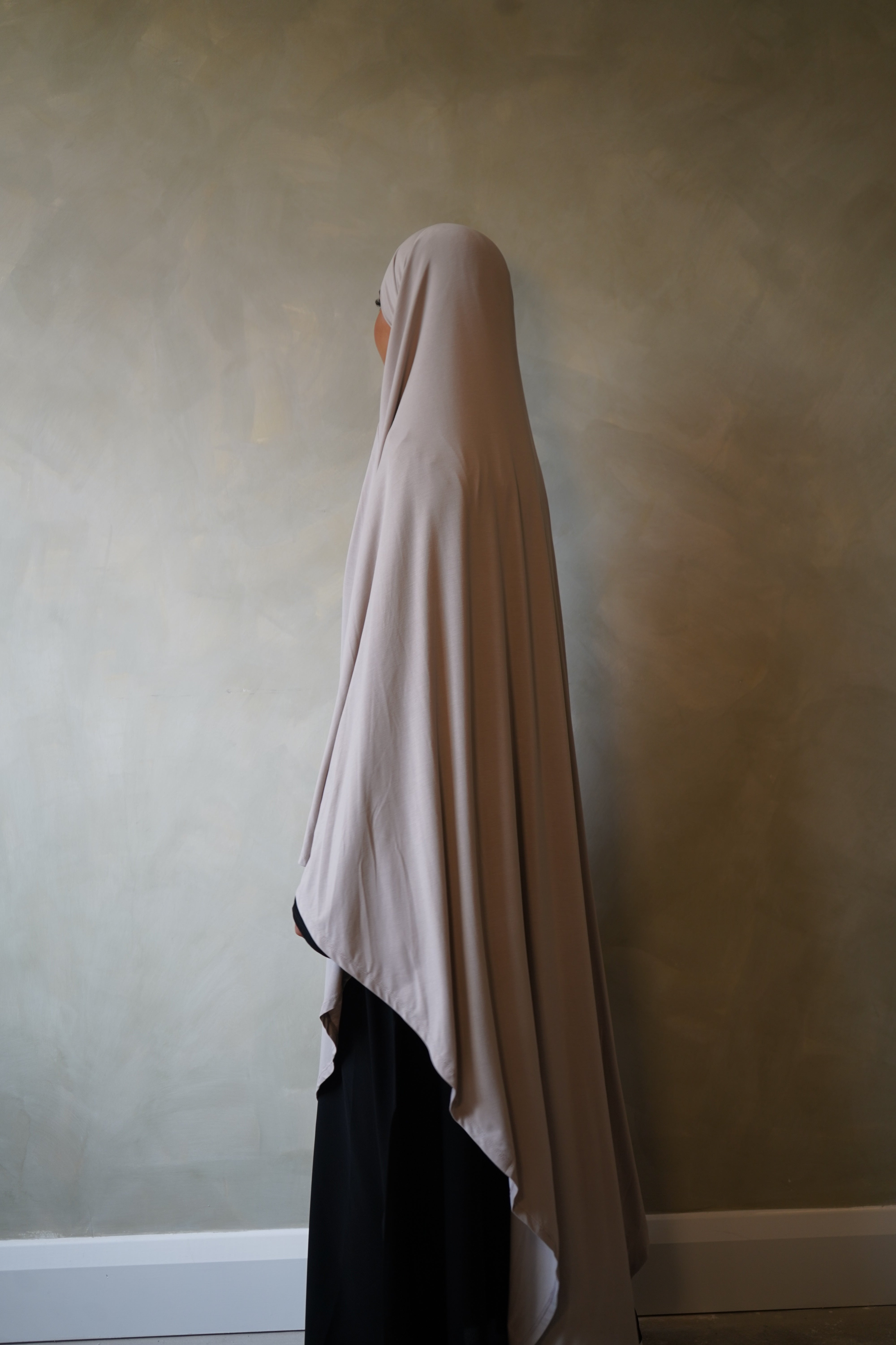Large Light Beige Jersey Khimar