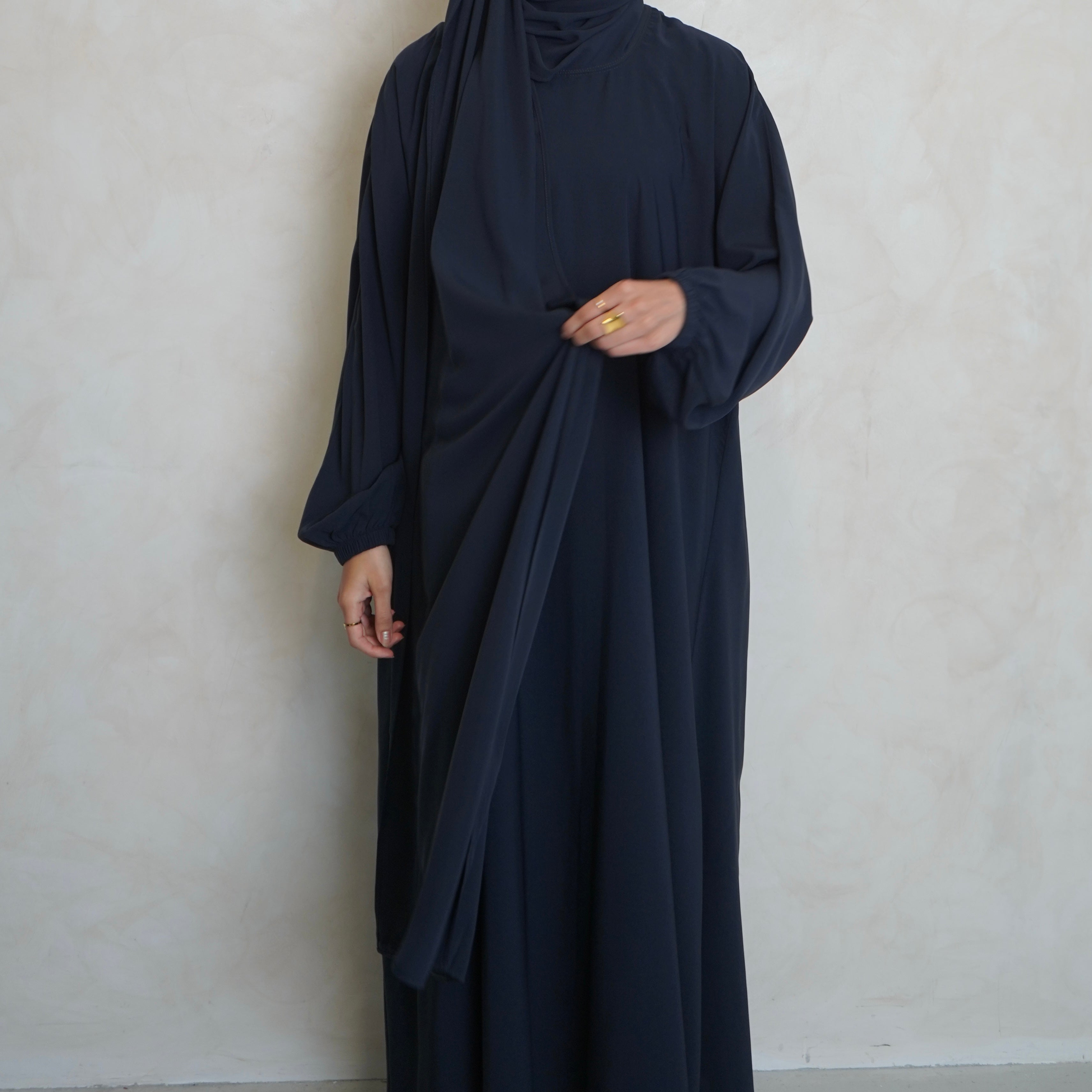 1pc Prayer Jilbaya Navy Grey