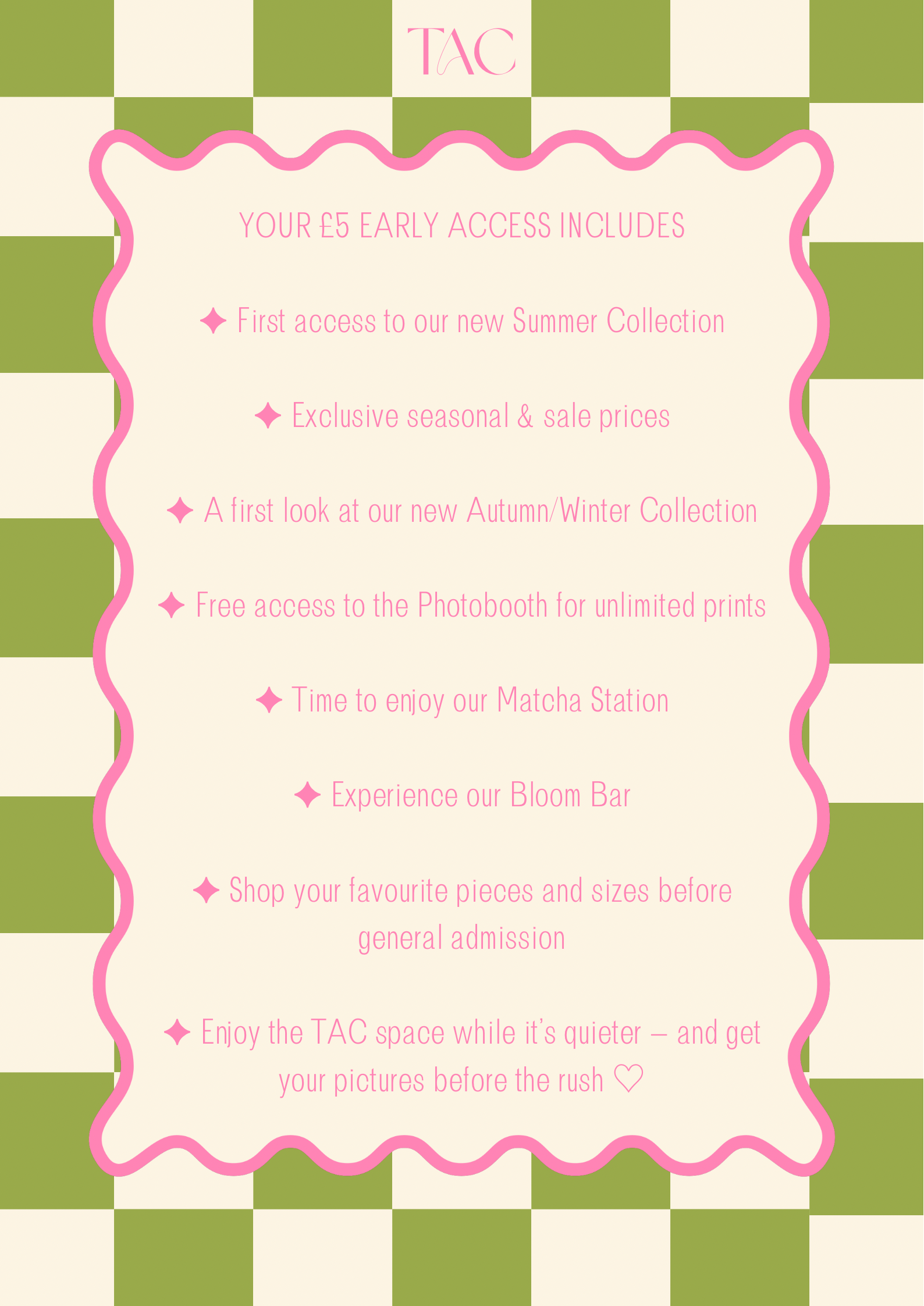 EARLY ACCESS ♡

11AM — 12PM