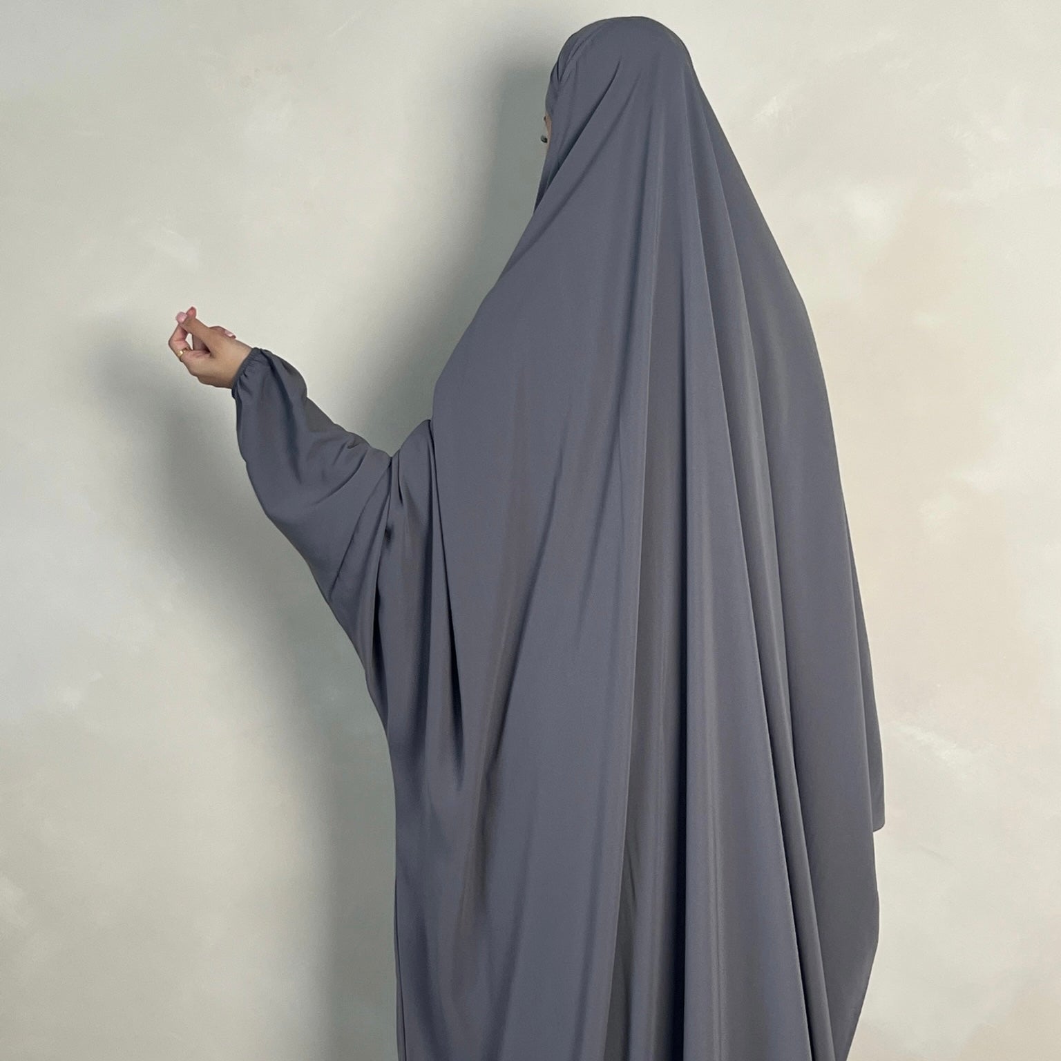 1pc Jilbab with Niqab Ties Light Grey