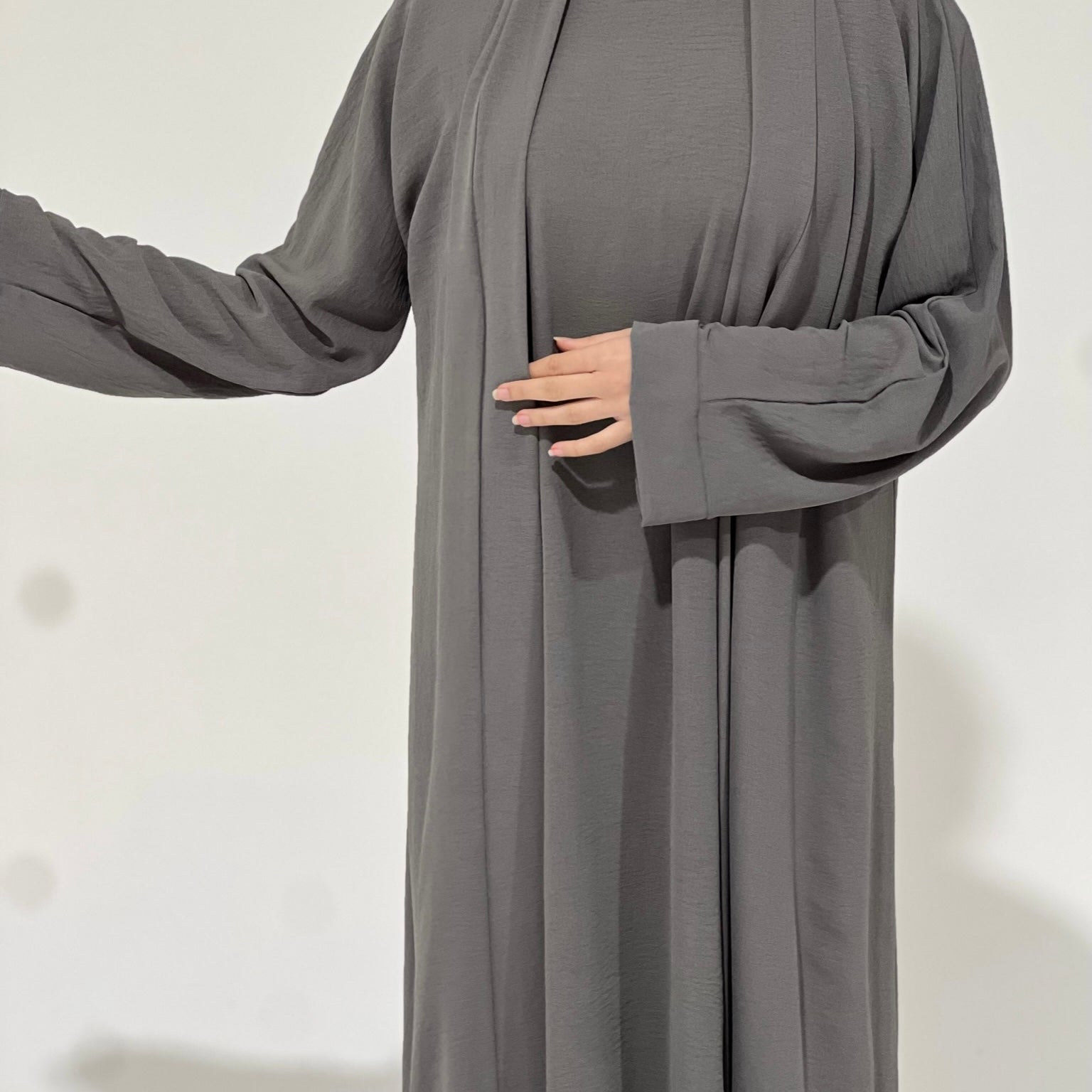 Crepe Abaya Set Light Grey