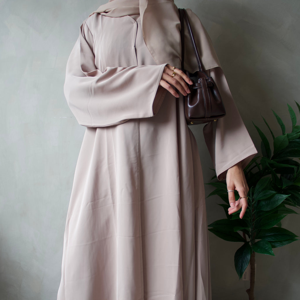 Cream abaya with sheila headscarf