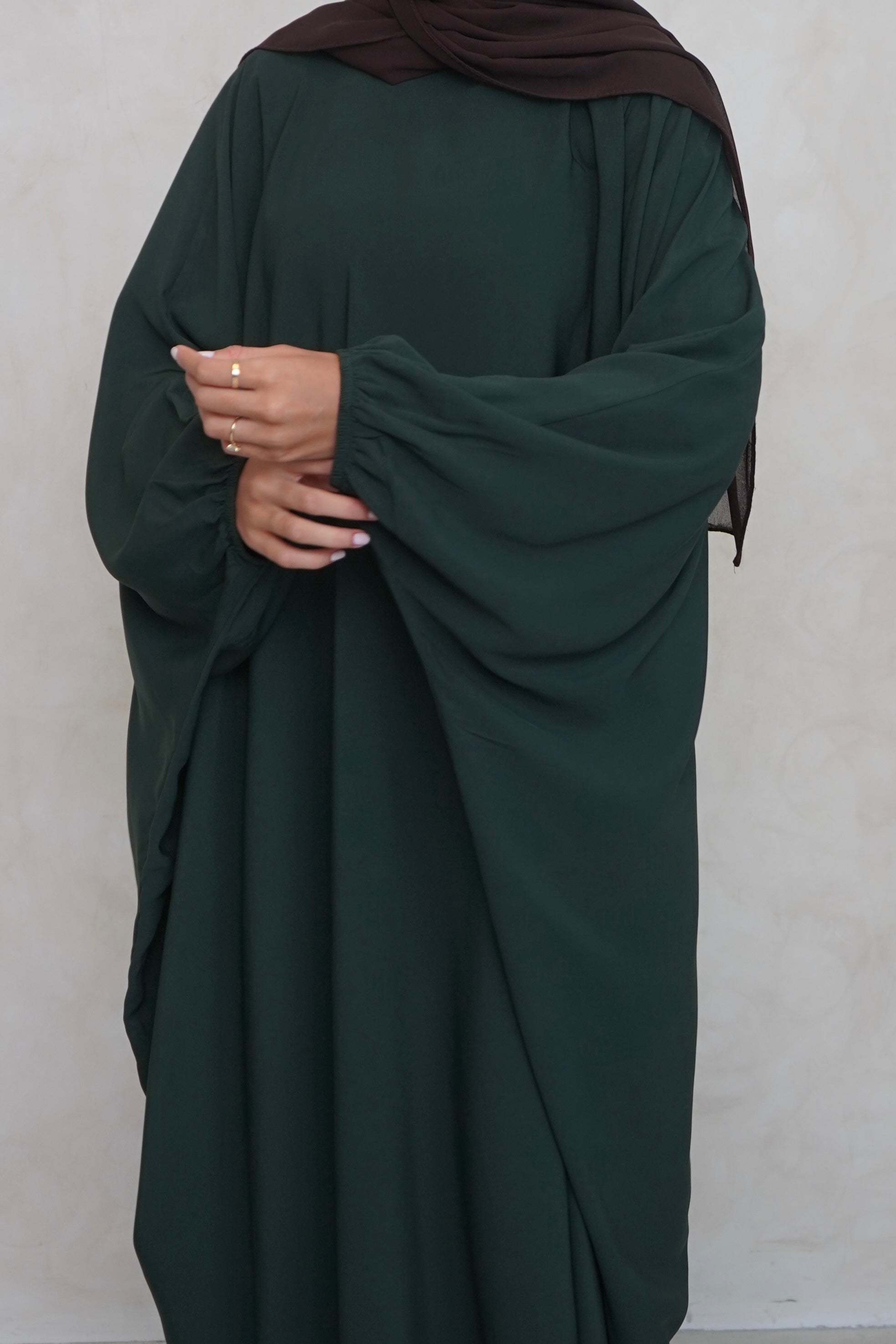 Cuffed Norah Batwing Jilbaya Bottle Green