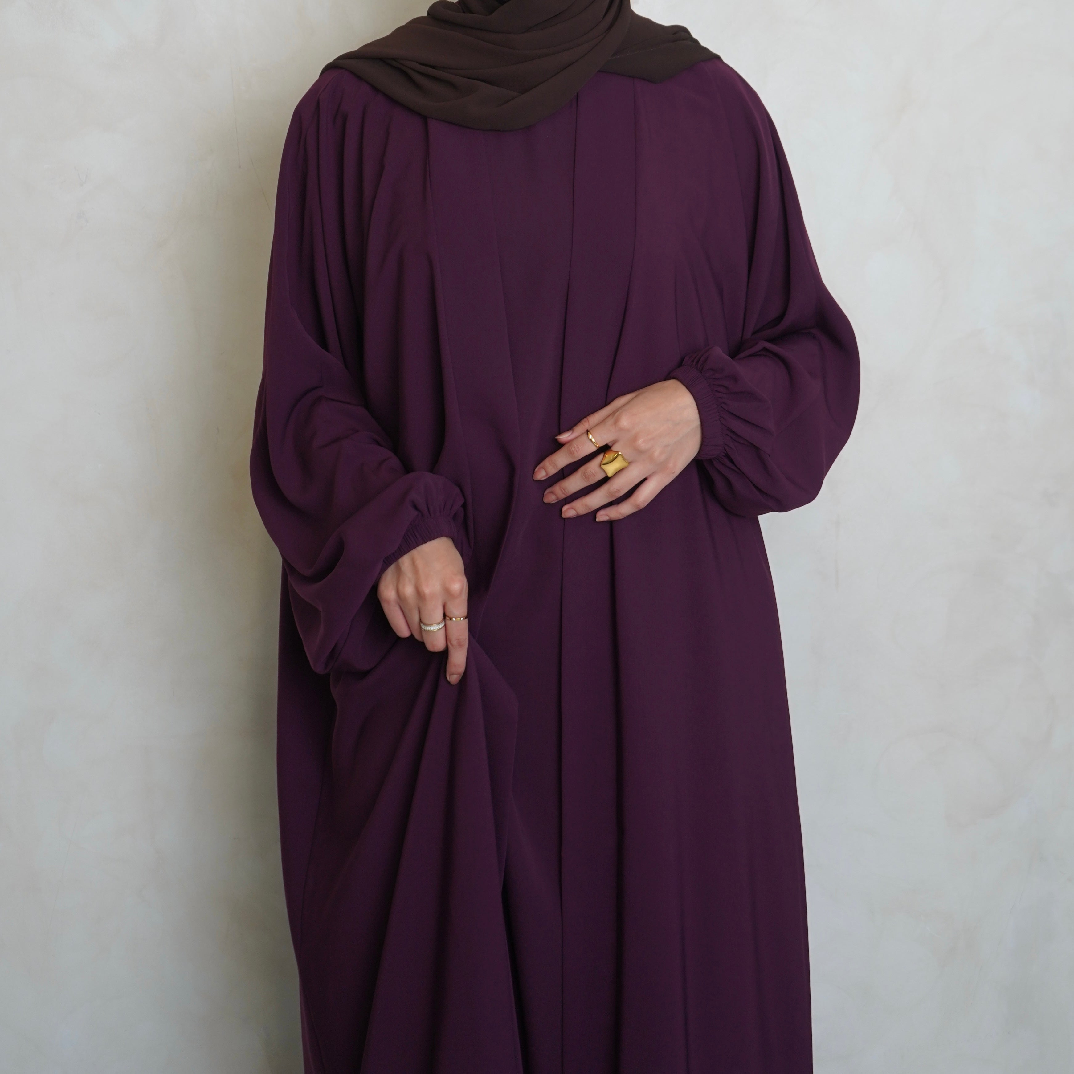 Cuffed Nubo Abaya Set Burgundy