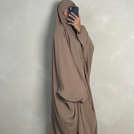 1pc Jilbab with Niqab Ties Cream