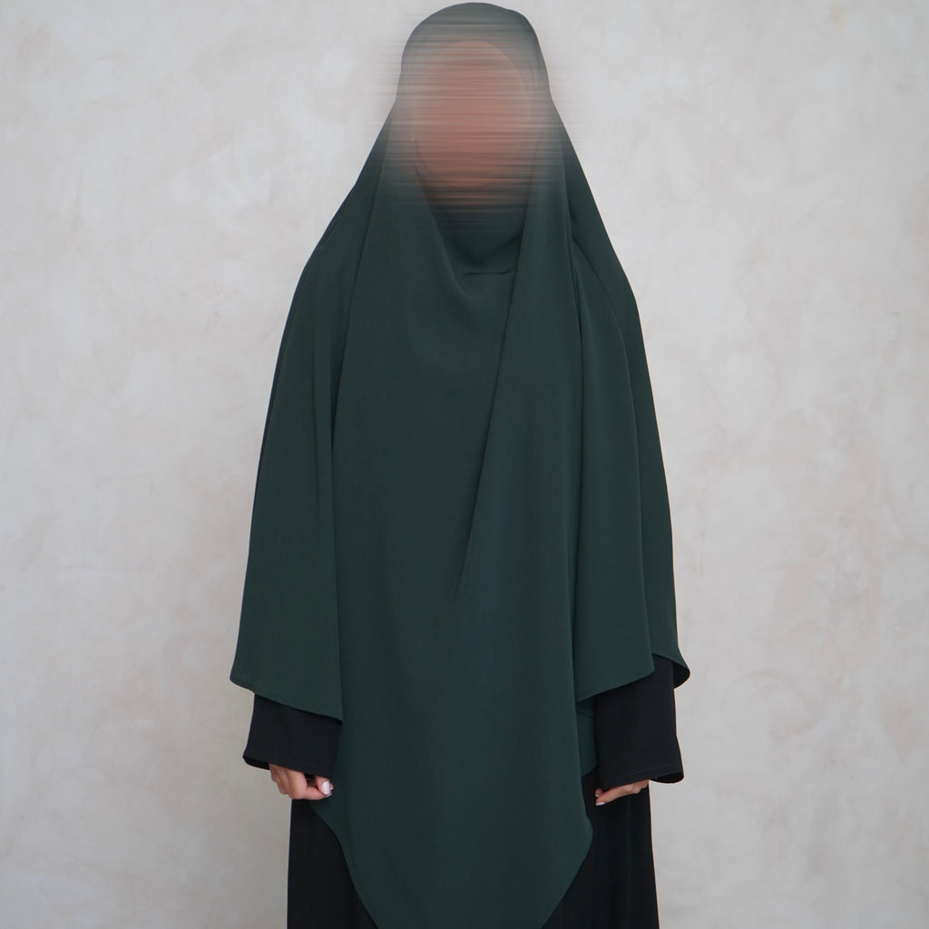 Bottle Green Khimar with Niqab Ties