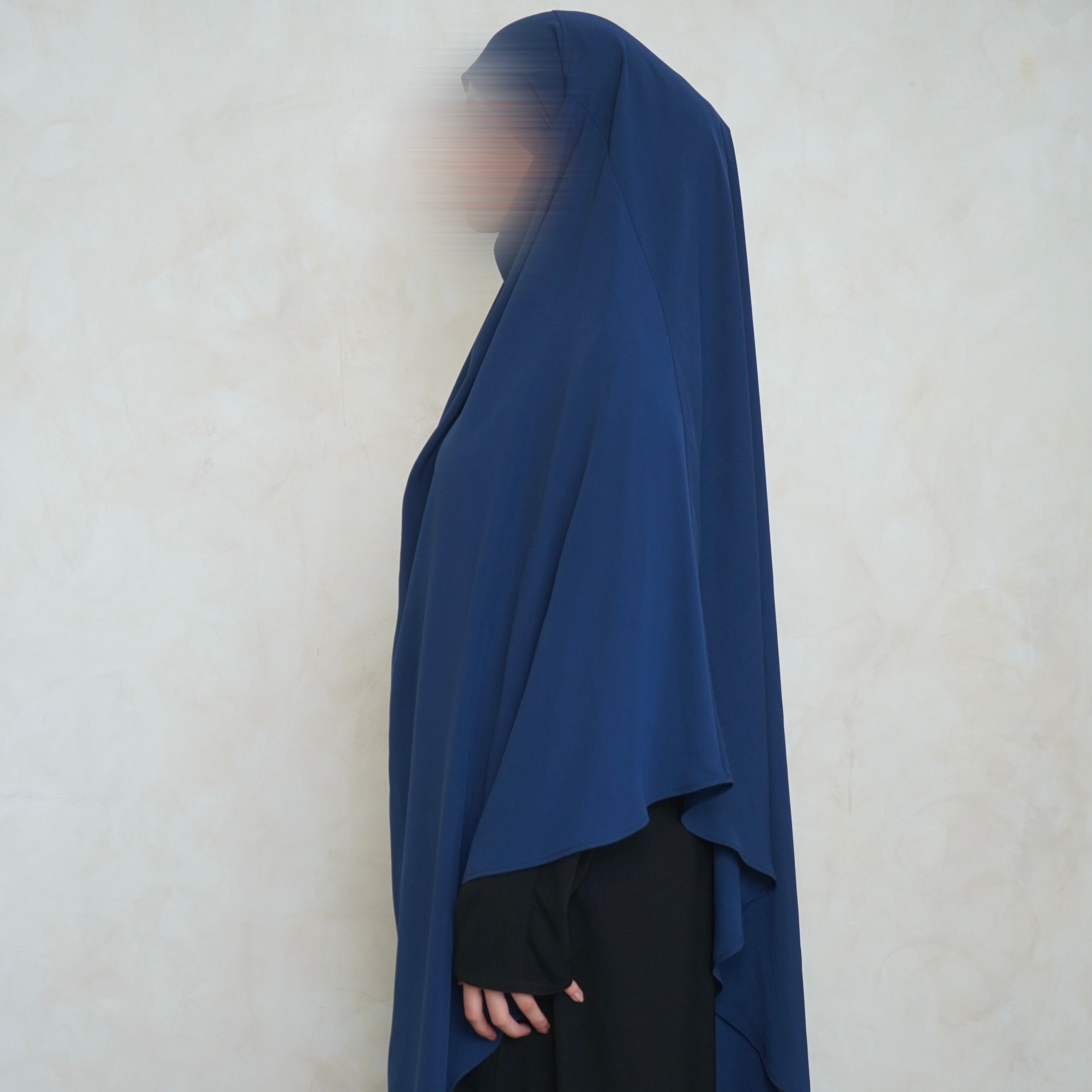 Extra Long Navy Blue Khimar with Niqab Ties