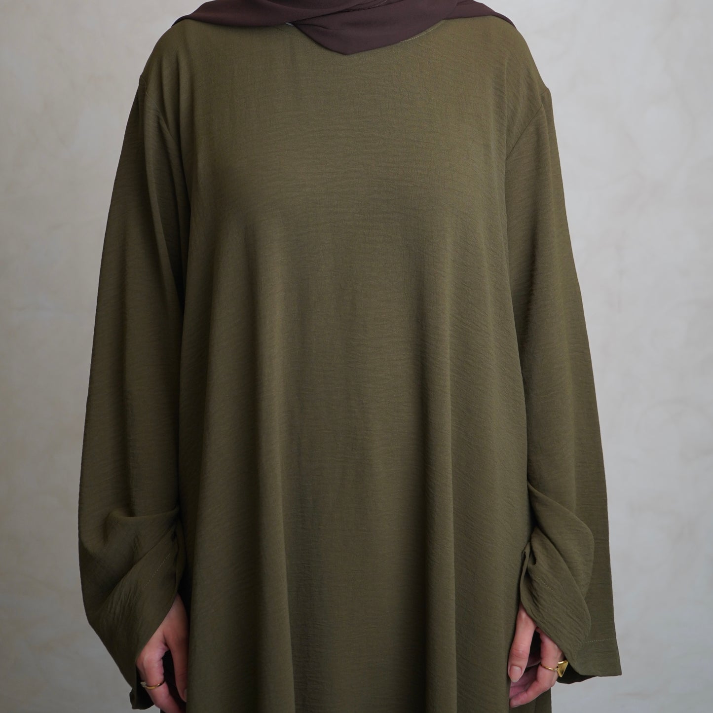 Crepe Mary Straight Abaya Olive Green