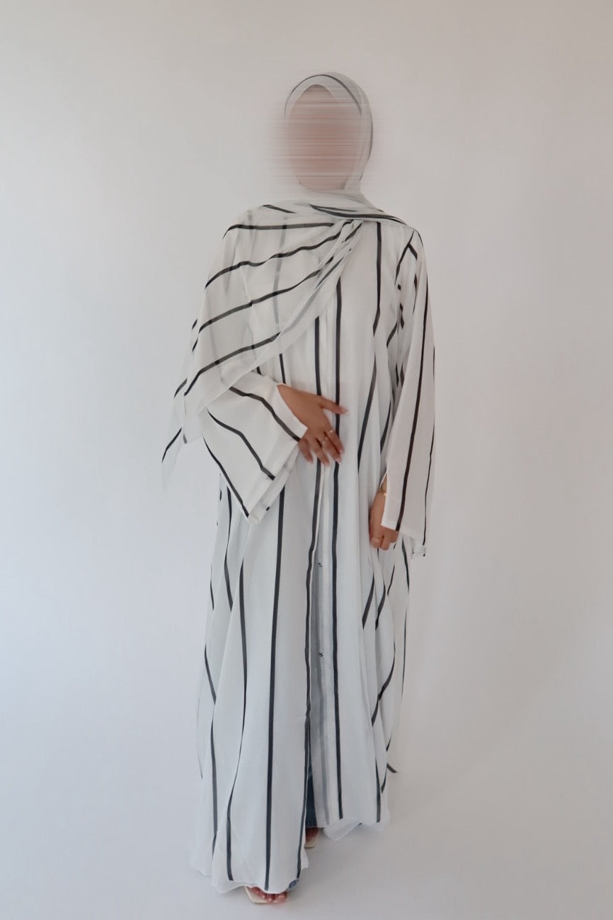 White and Black abaya with matching scarf