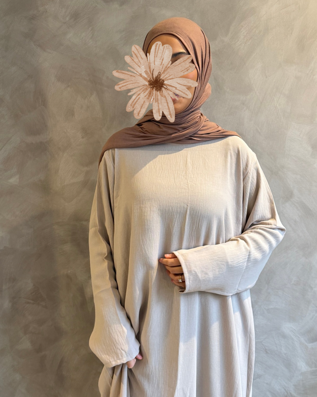 Long Sleeve Slip Dress light beige