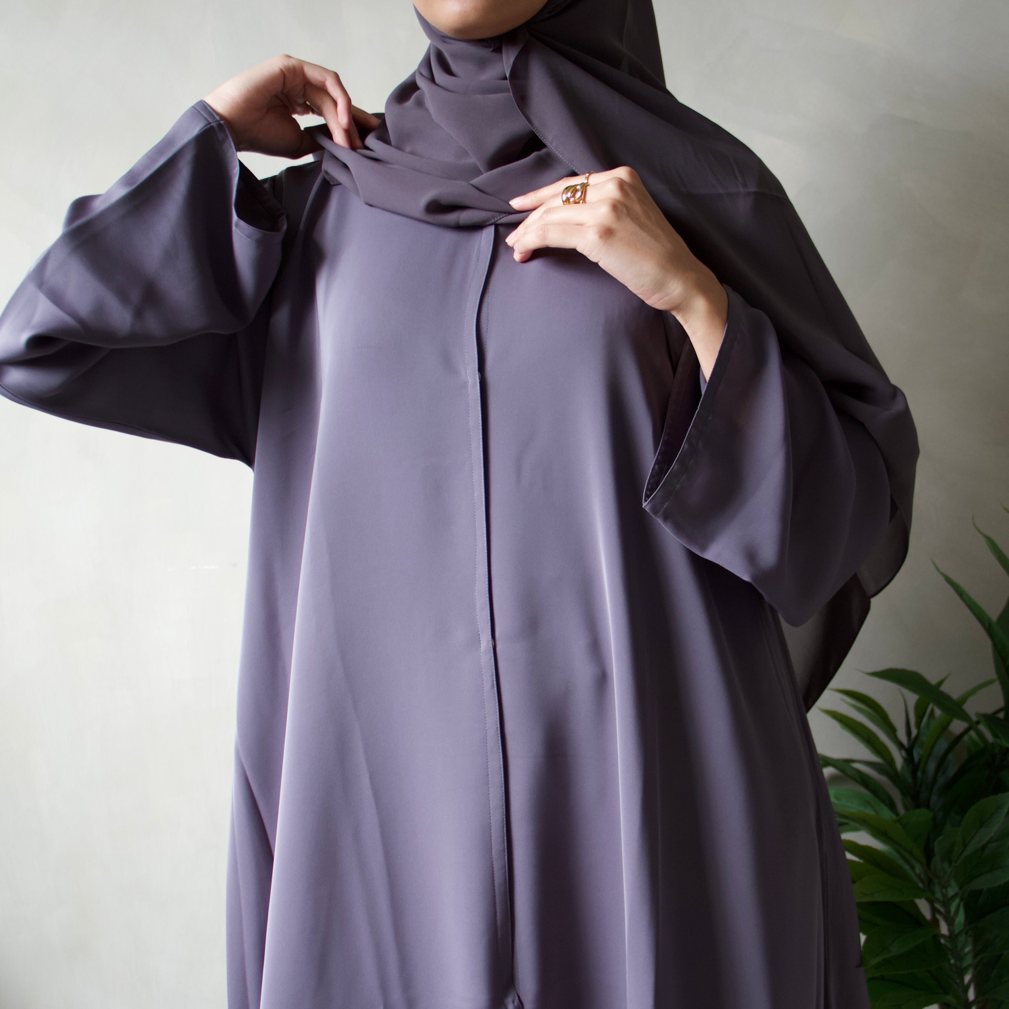 Slate grey abaya with sheila headscarf