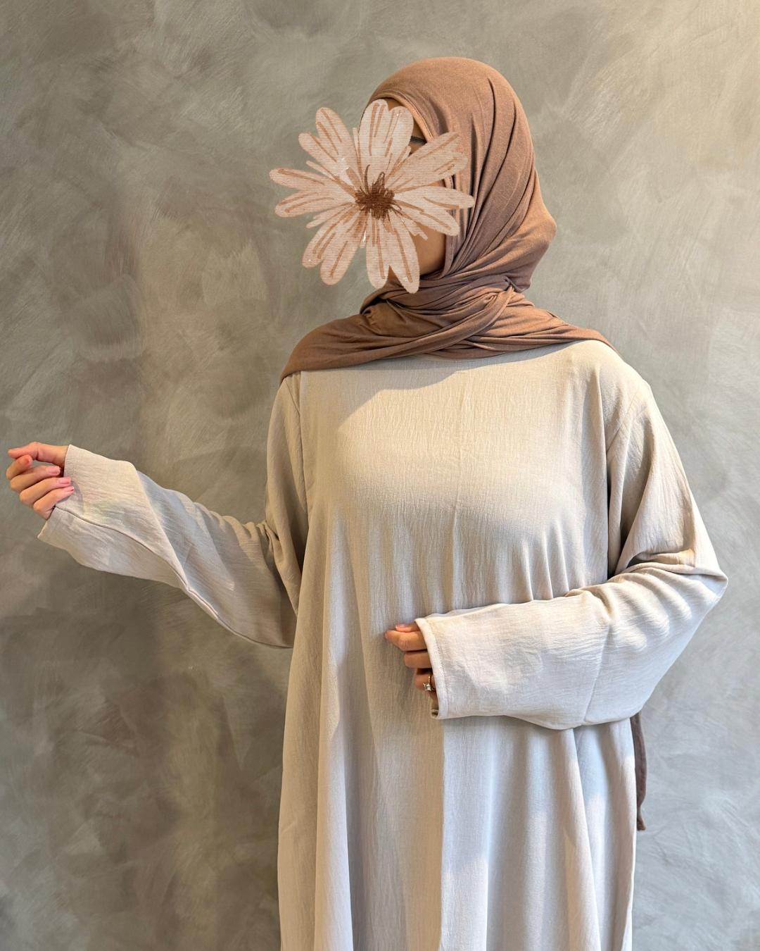 Long Sleeve Slip Dress light beige