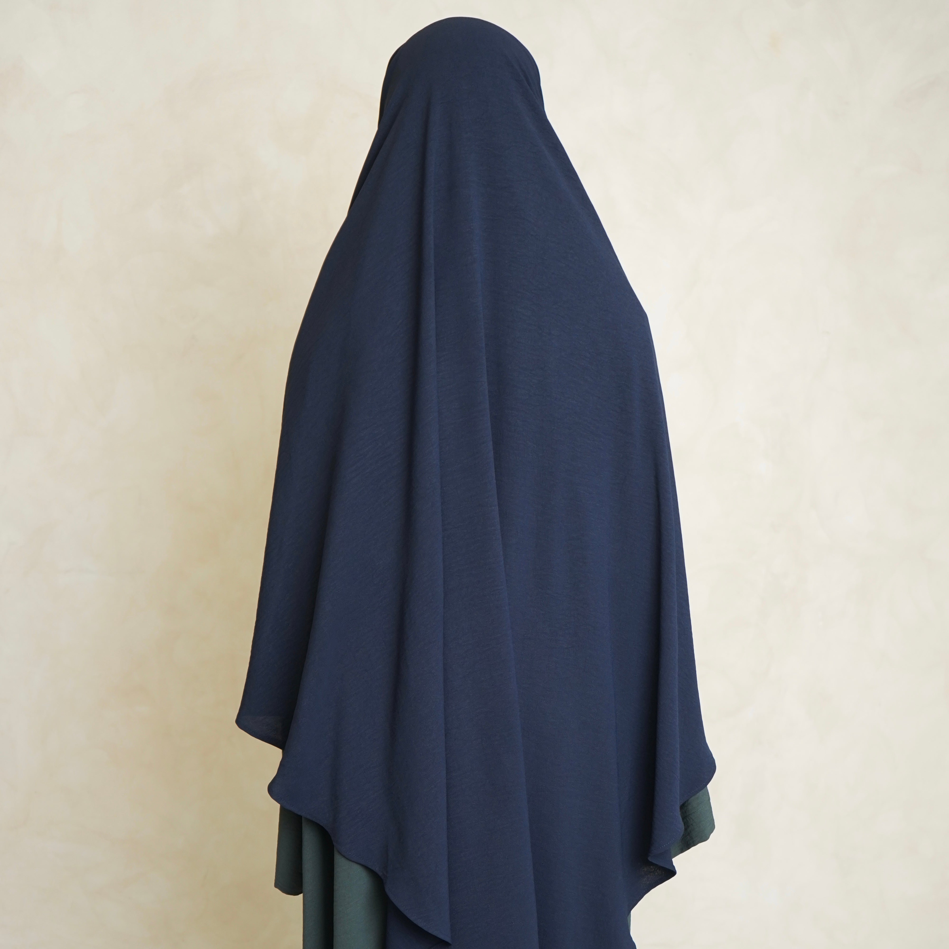 Navy Blue Crepe Khimar with Niqab Ties