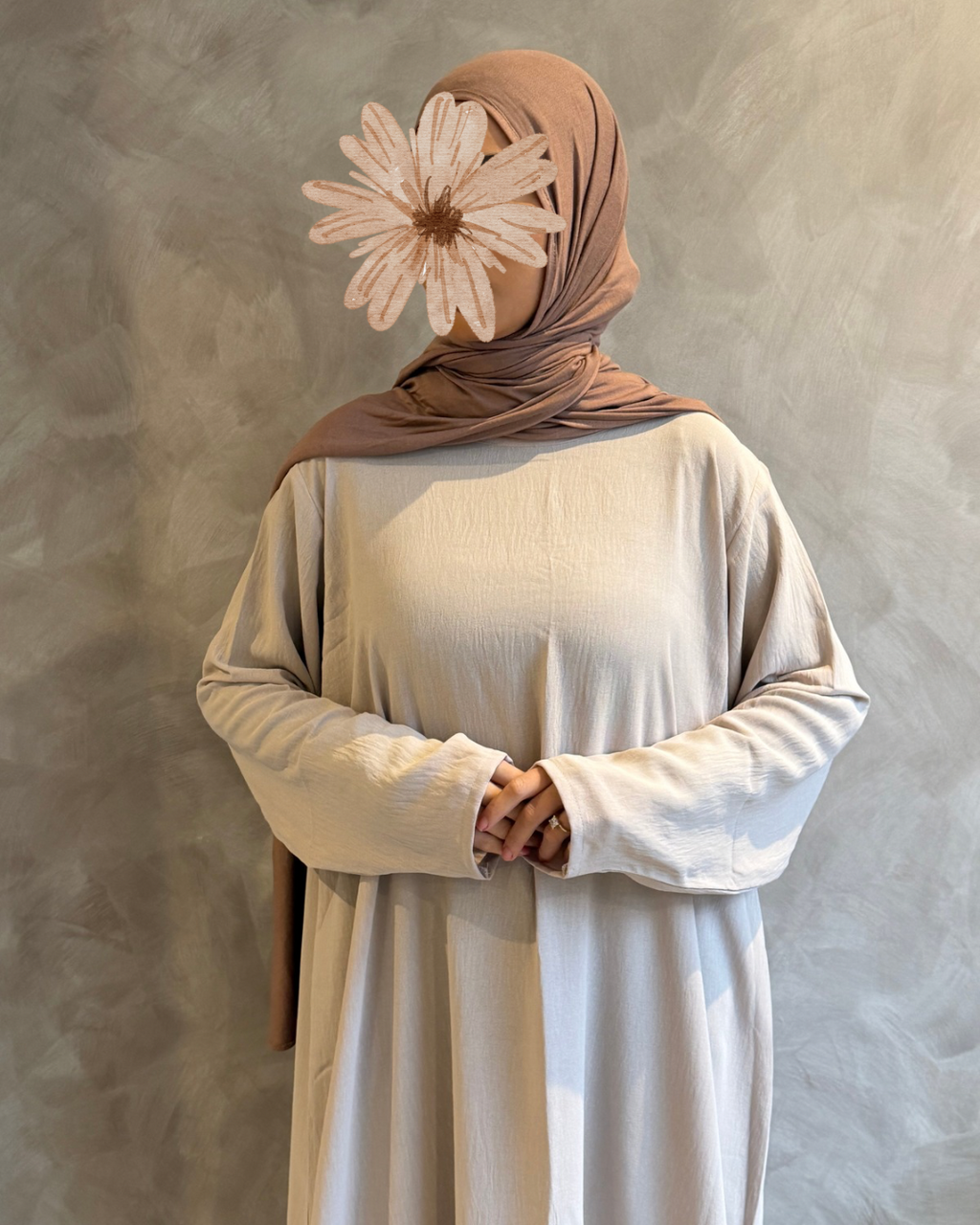 Long Sleeve Slip Dress light beige