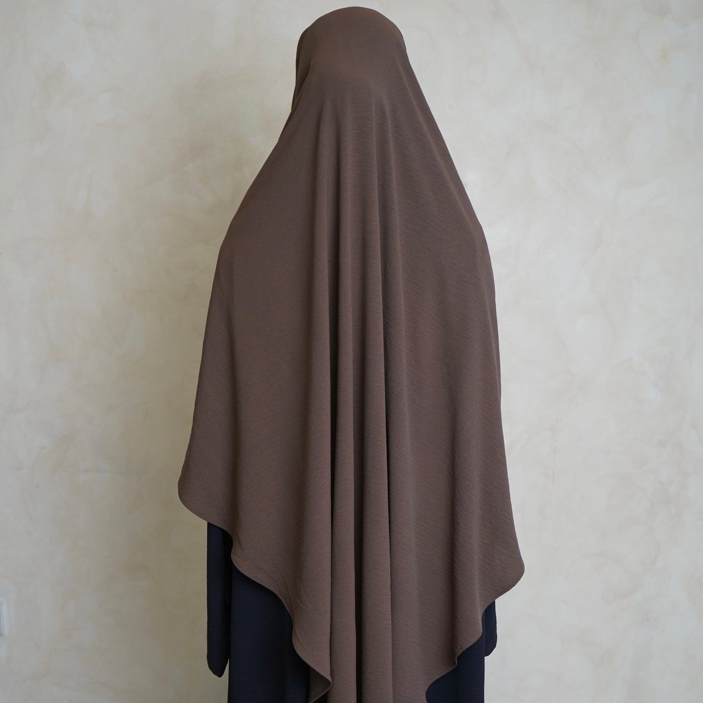 Extra Long Crepe Brown Khimar with Niqab Ties