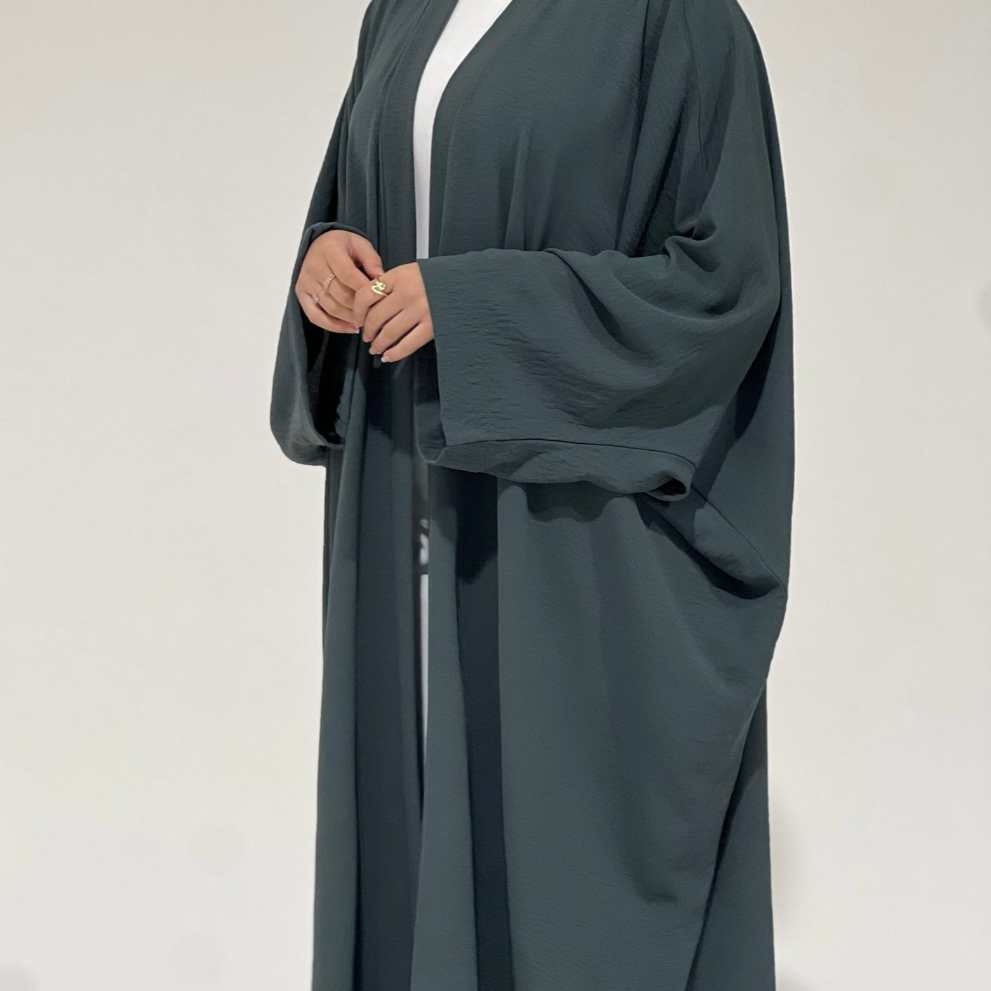 Crepe Flowy Cloak Abaya Teal