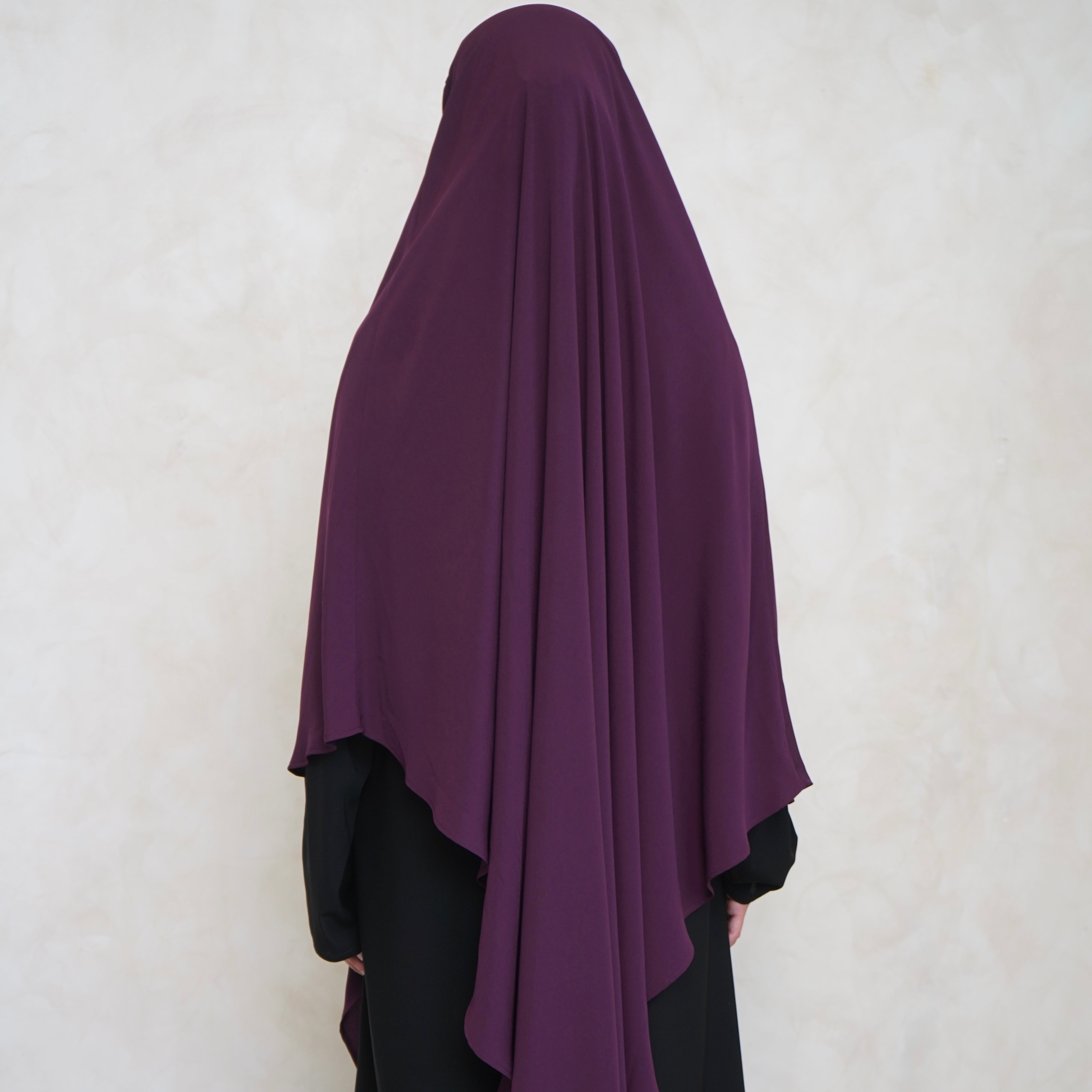 Extra Long Burgundy Khimar with Niqab Ties