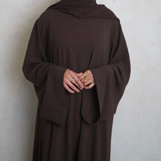 Crepe Mary Straight Abaya Choc Brown