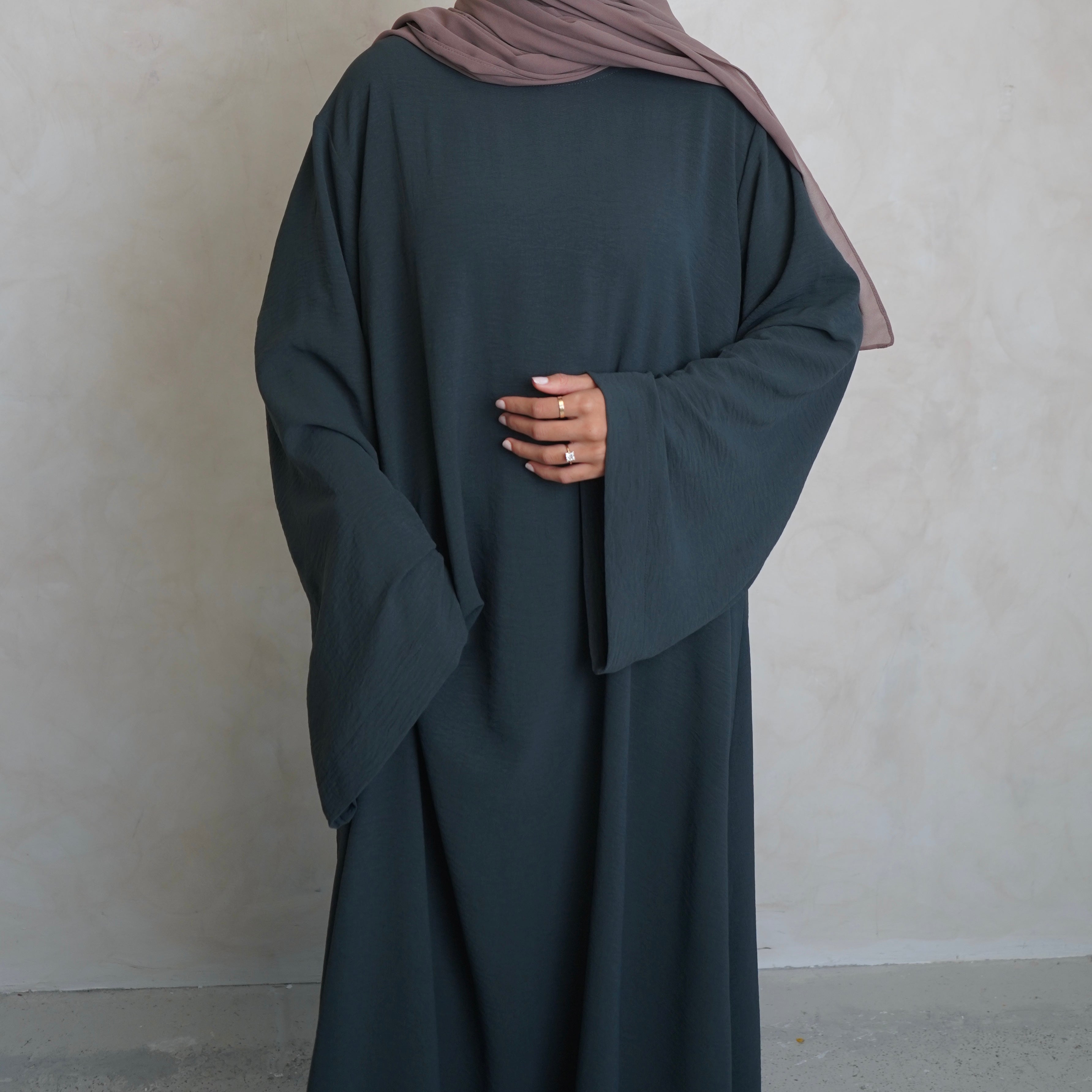 Crepe Mary Straight Abaya Teal