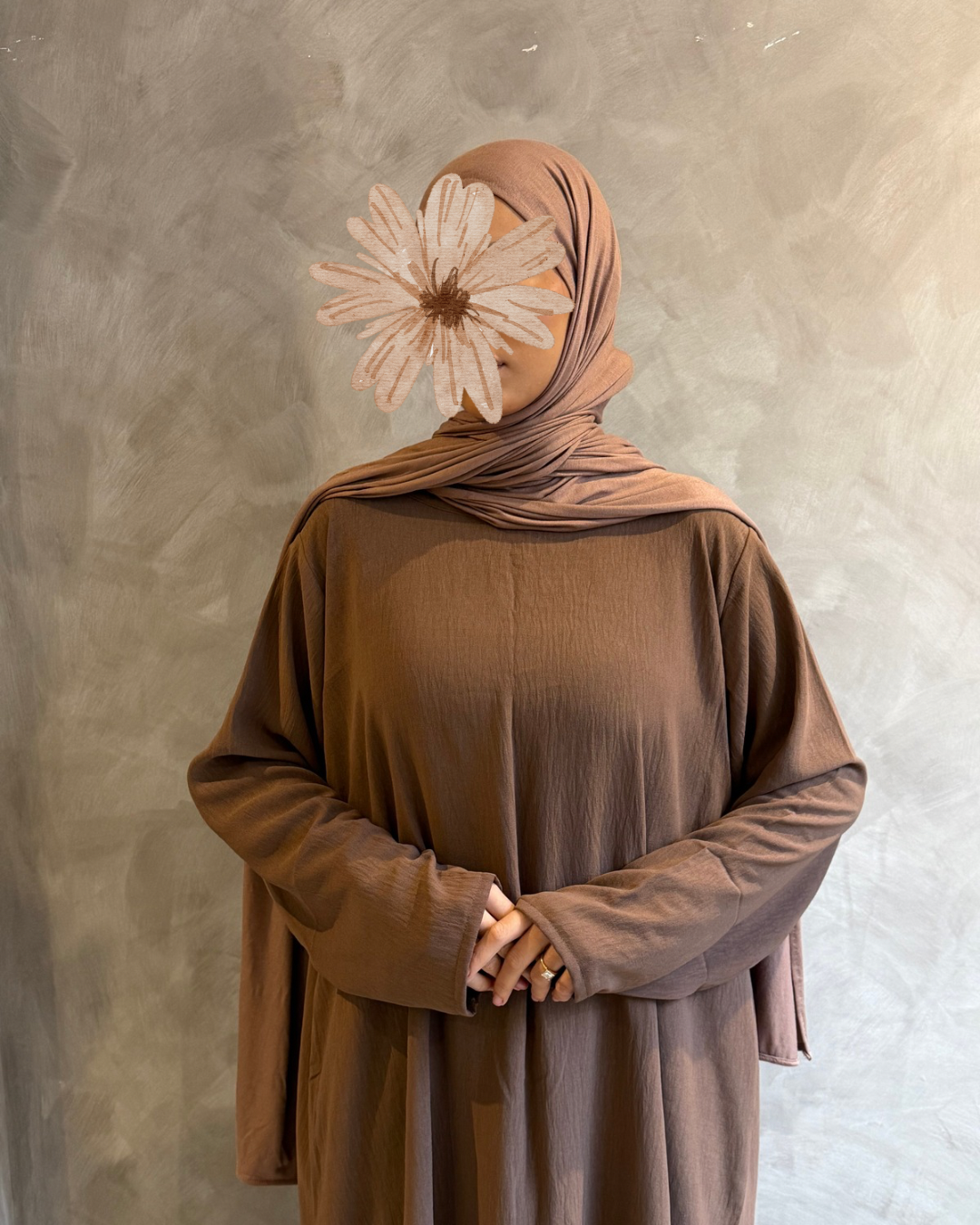 Long Sleeve Slip Dress Brown Beige