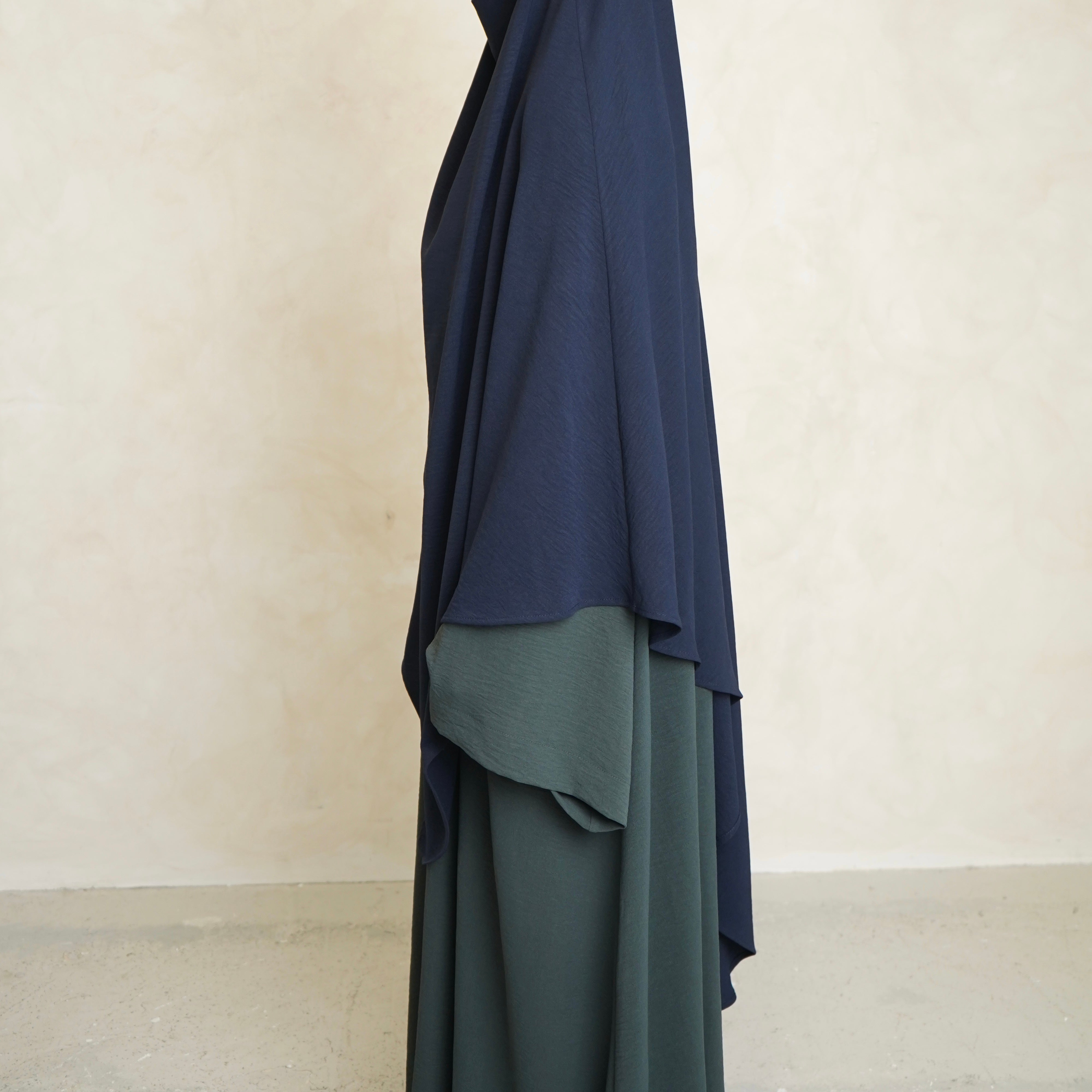 Navy Blue Crepe Khimar with Niqab Ties