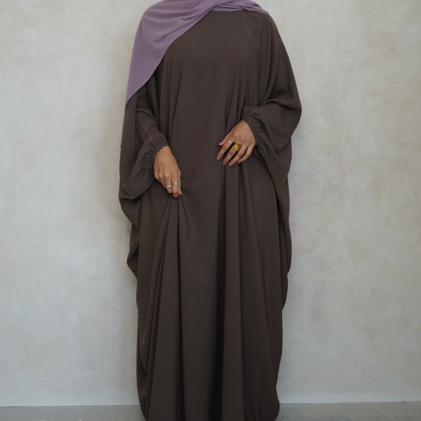 Cuffed Norah Batwing Jilbaya Brown