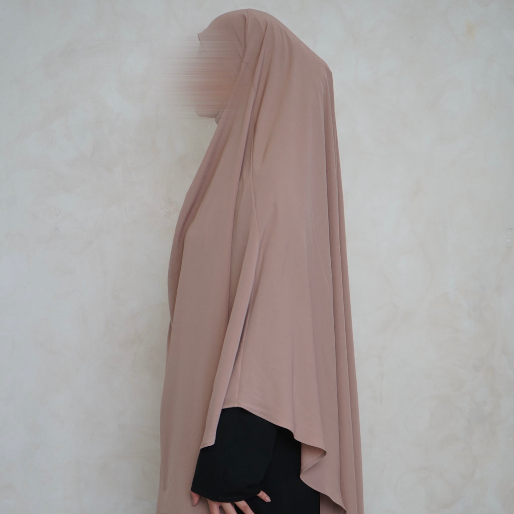 Extra Long Cream Khimar with Niqab Ties