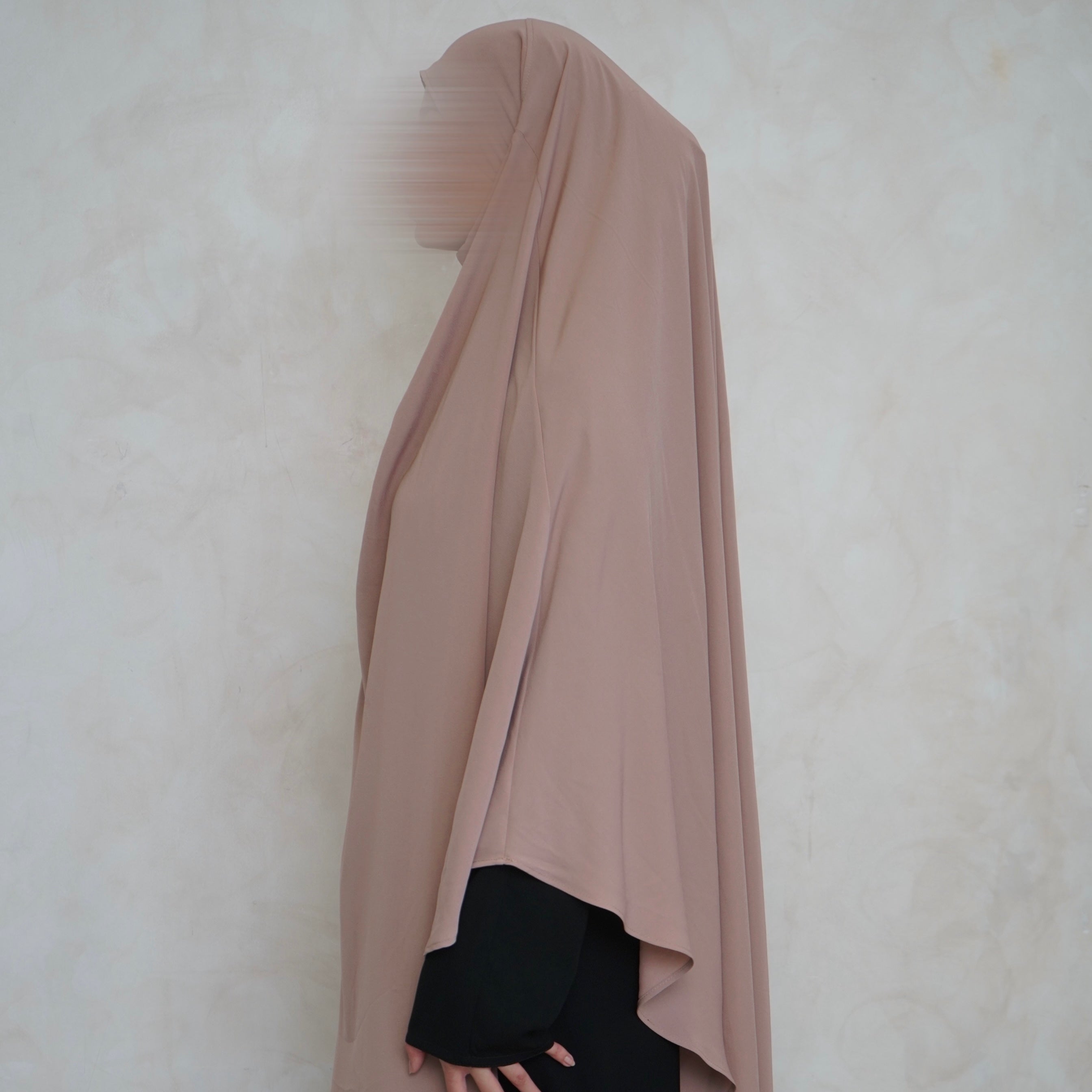 Extra Long Cream Khimar with Niqab Ties