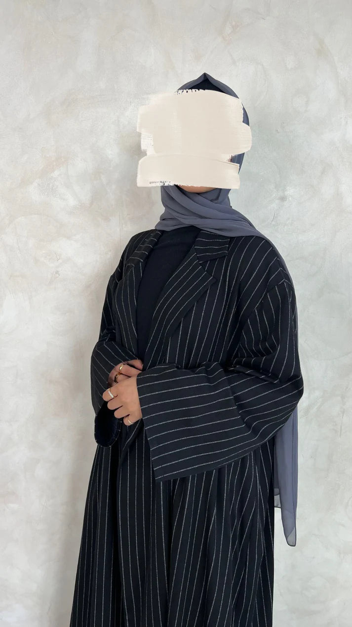 Collared Cardigan with White Stripes