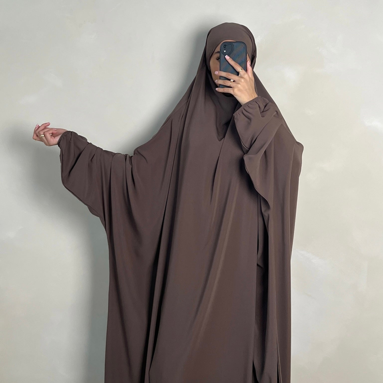 1pc Jilbab with Niqab Ties Brown