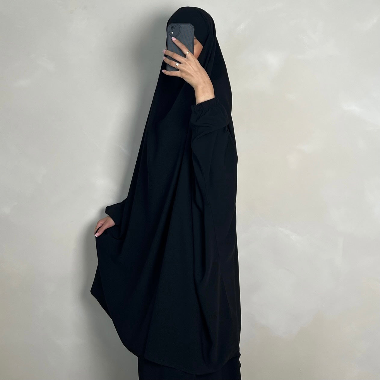 2pc Jilbab with Skirt & Niqab Ties Black