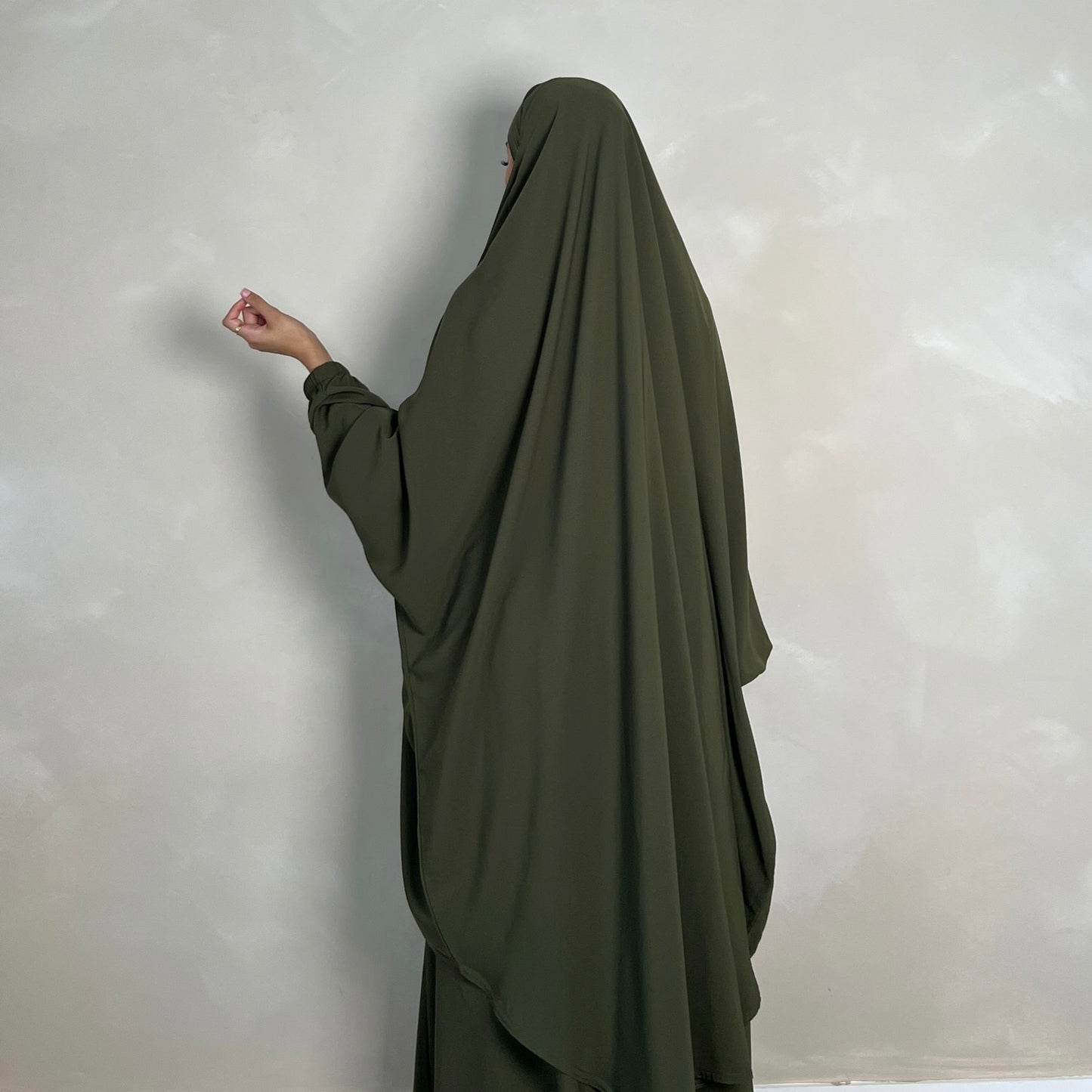 2pc Jilbab with Skirt & Niqab Ties Olive Green