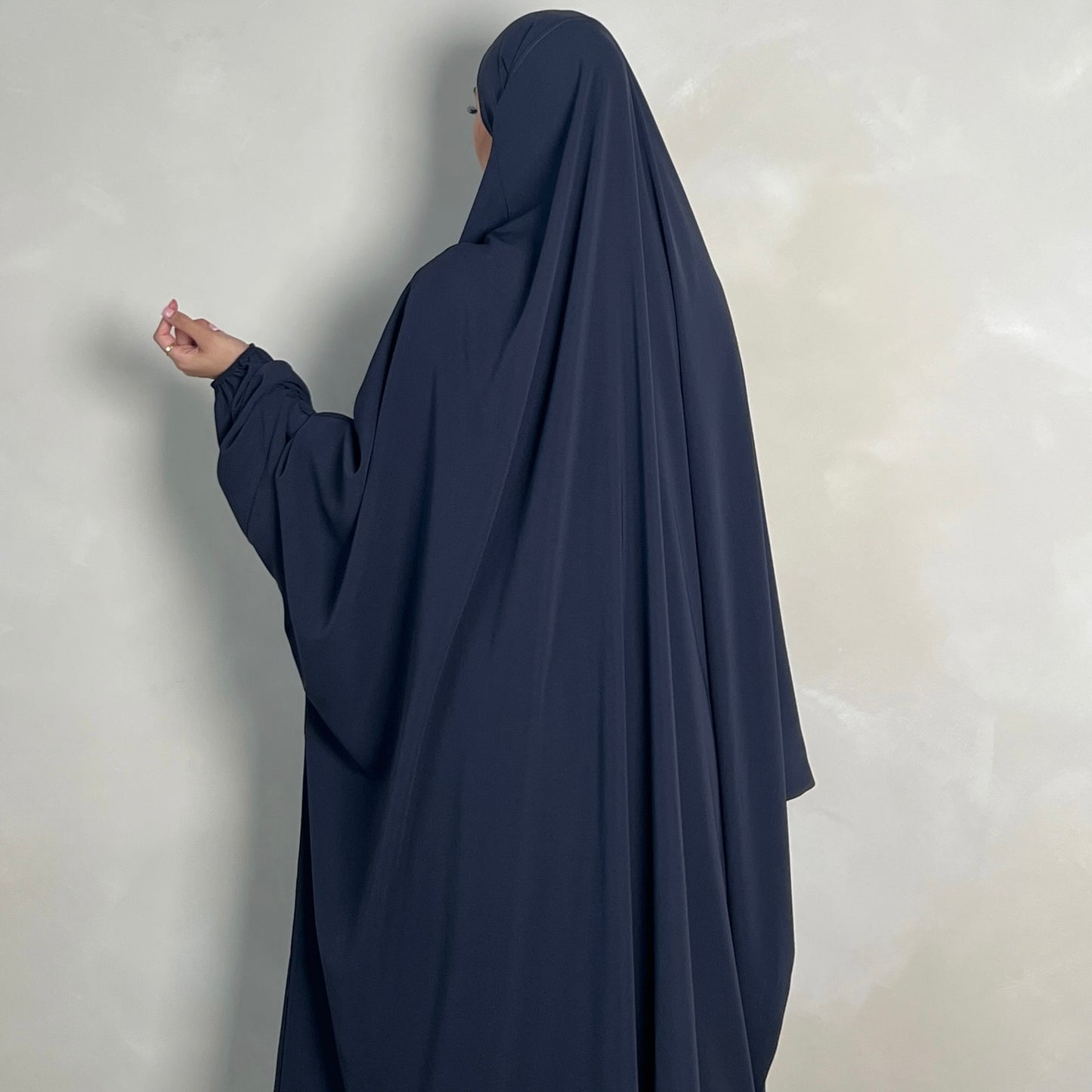1pc Jilbab with Niqab Ties Navy Grey