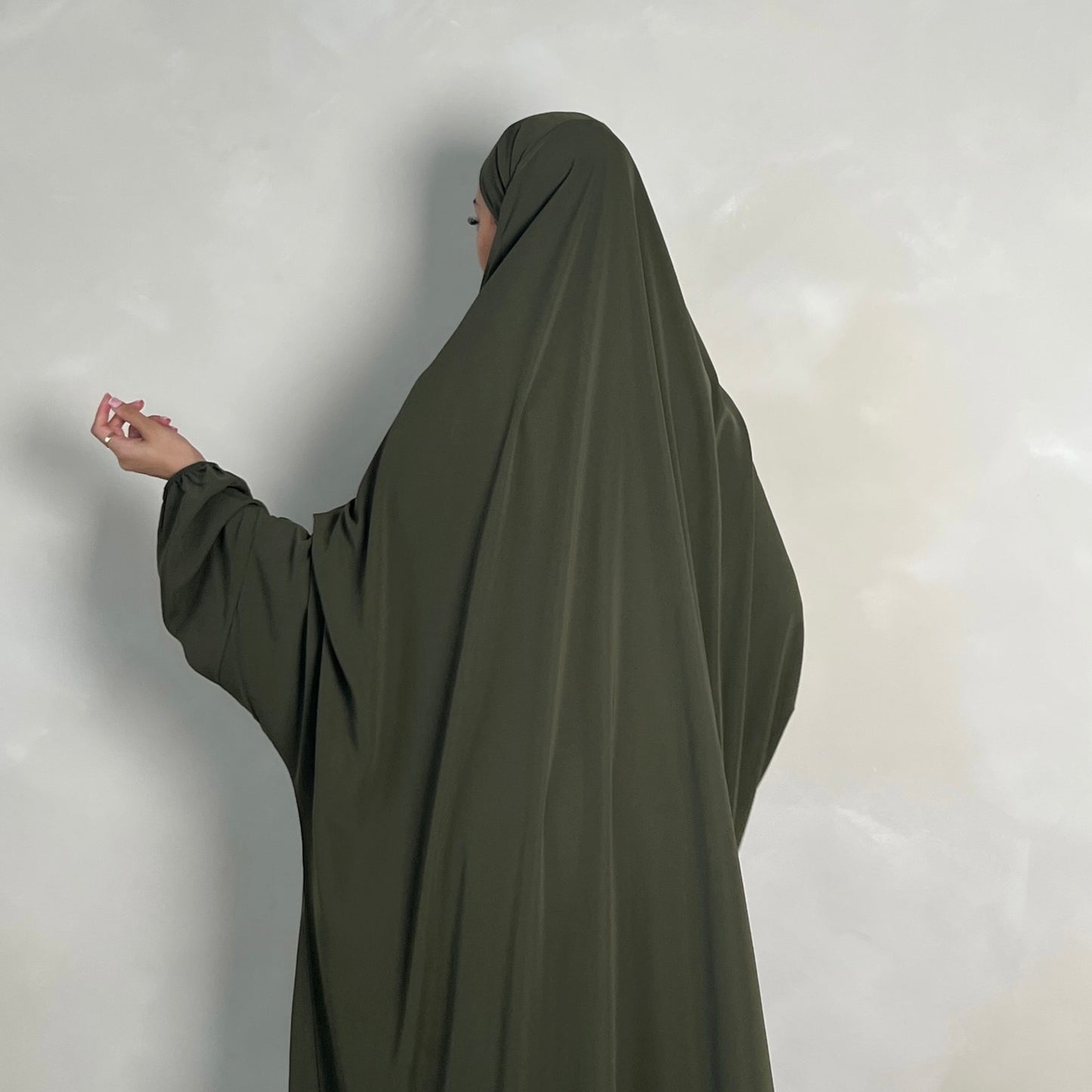 1pc Jilbab with Niqab Ties Olive Green