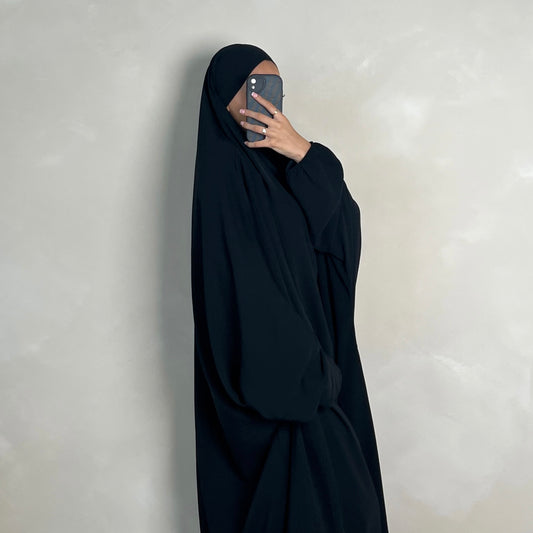 1pc Jilbab with Niqab Ties Black