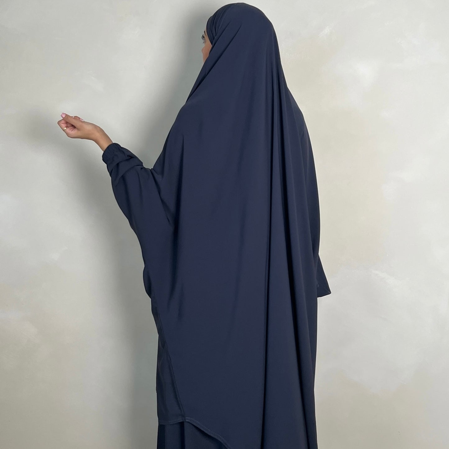 2pc Jilbab with Skirt & Niqab Ties Navy Grey