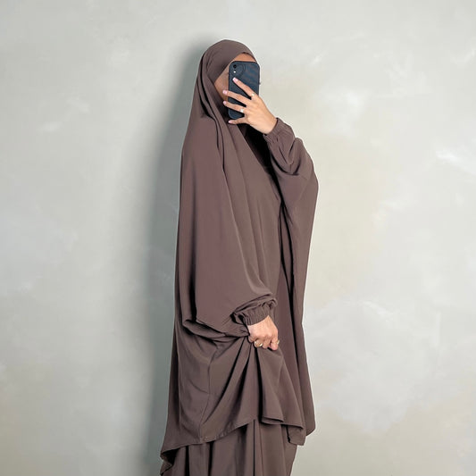 2pc Jilbab with Skirt & Niqab Ties Brown