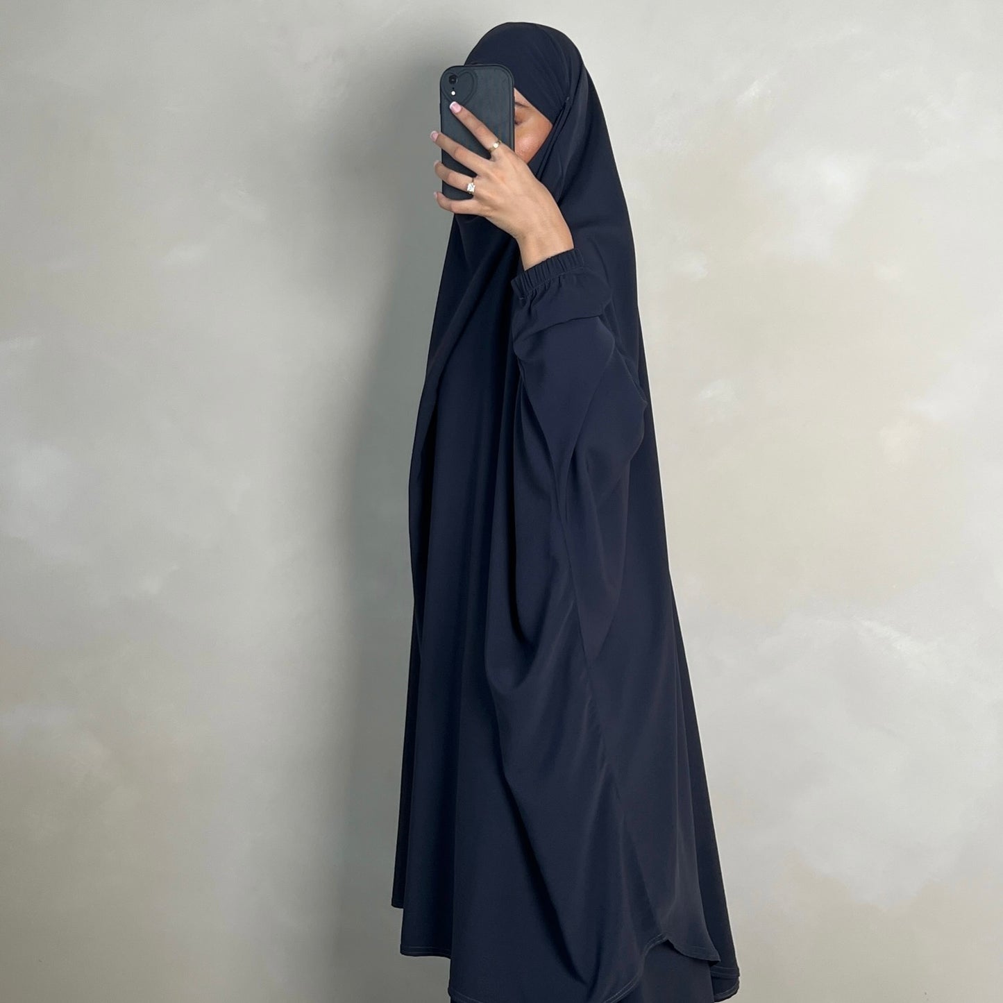 2pc Jilbab with Skirt & Niqab Ties Navy Grey