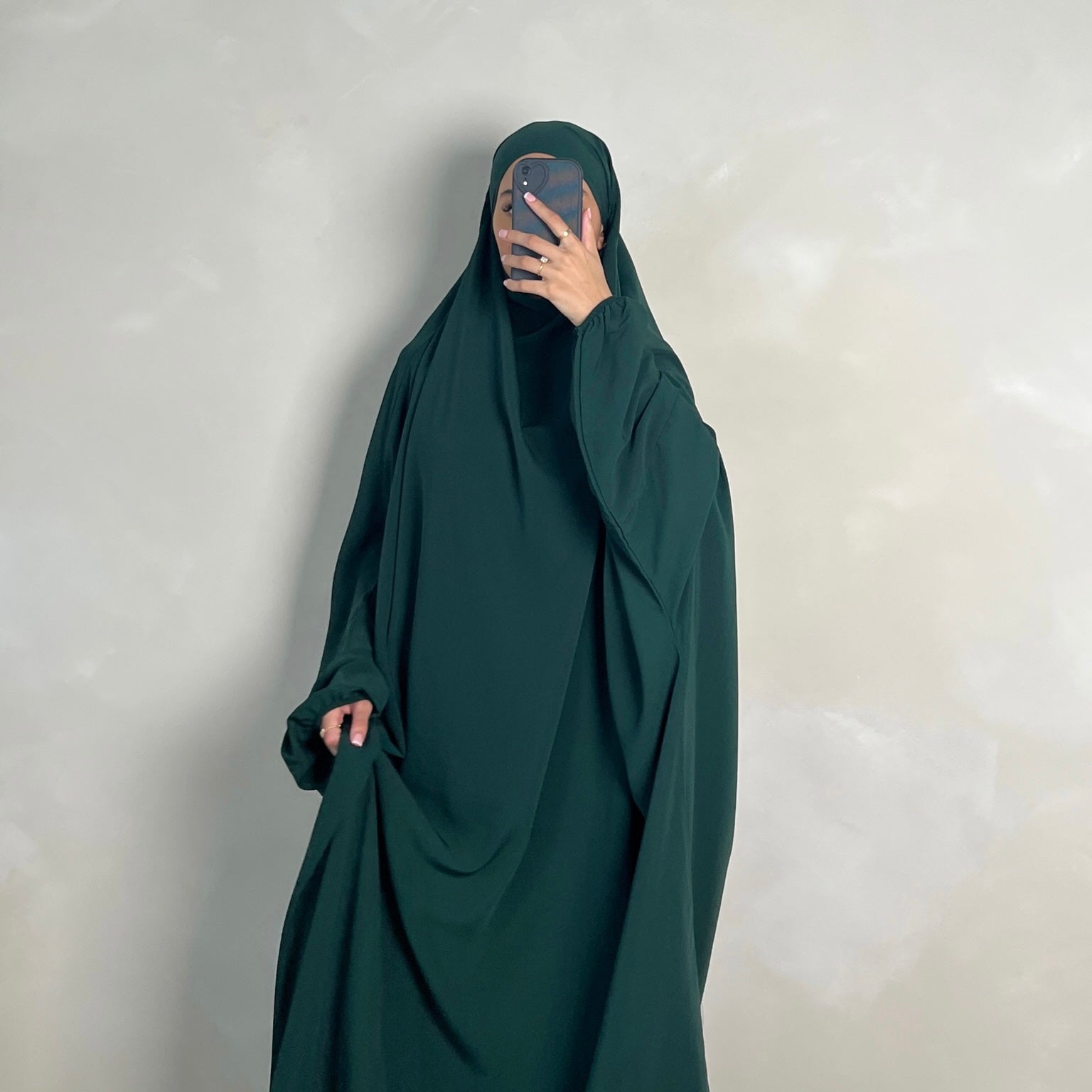 1pc Jilbab with Niqab Ties Bottle Green