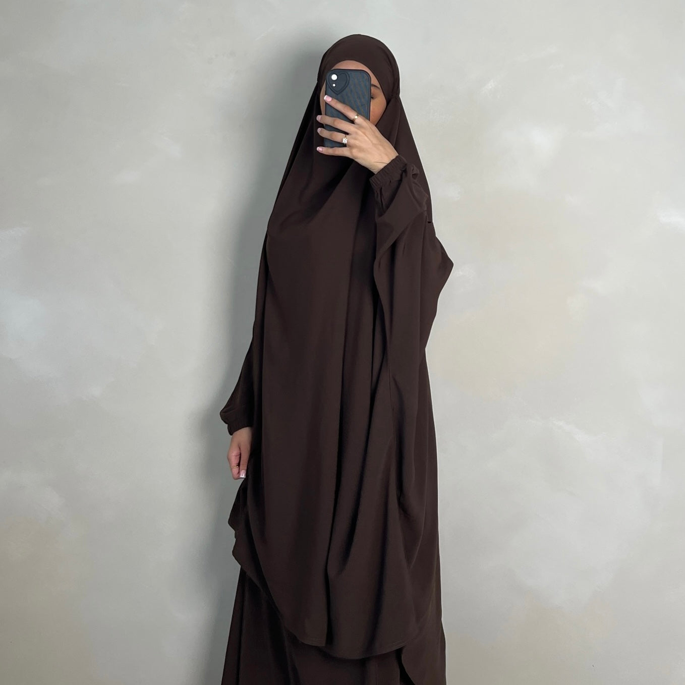 2pc Jilbab with Skirt & Niqab Ties Choc Brown