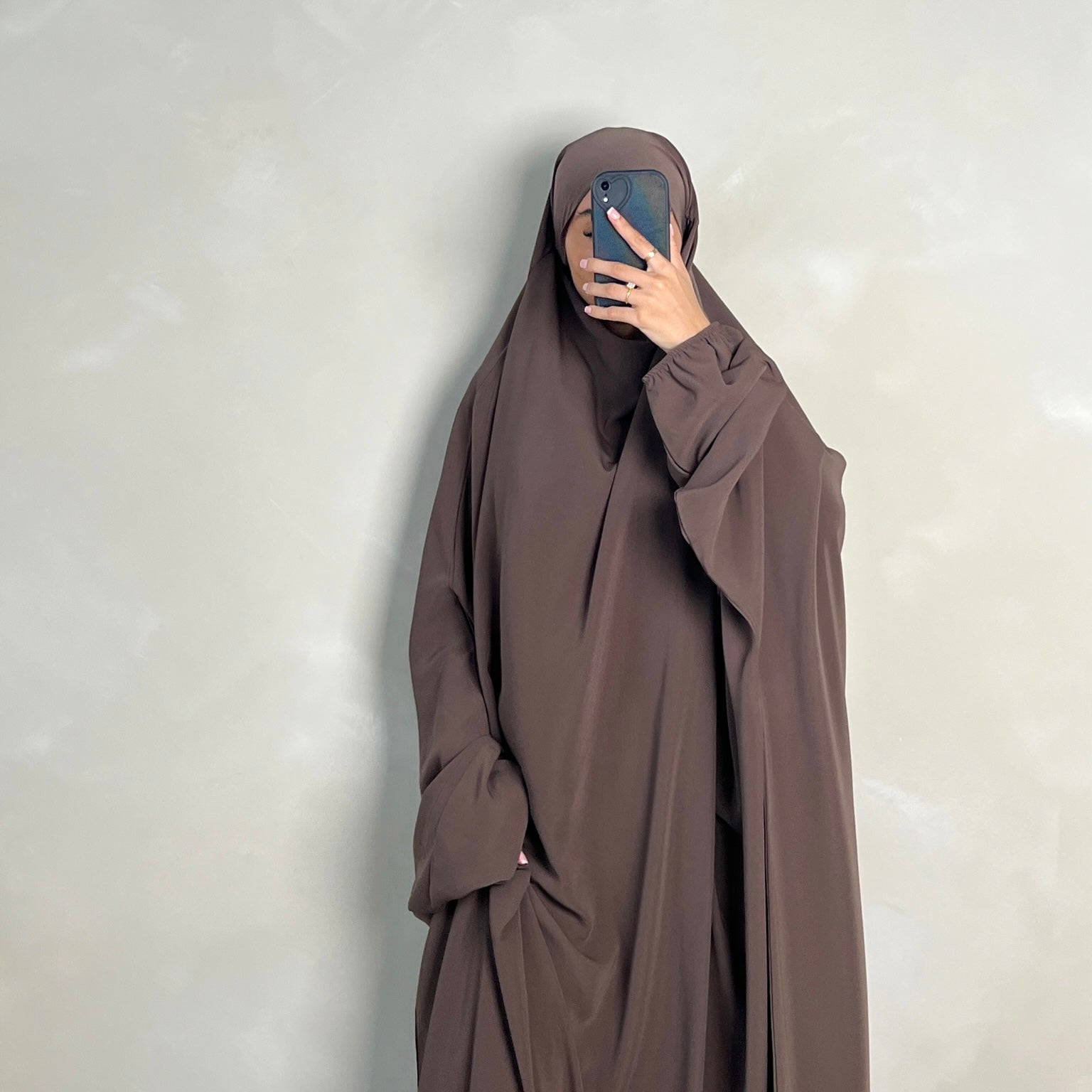 1pc Jilbab with Niqab Ties Brown