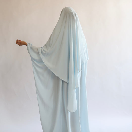 Sky Blue Khimar with Niqab Ties