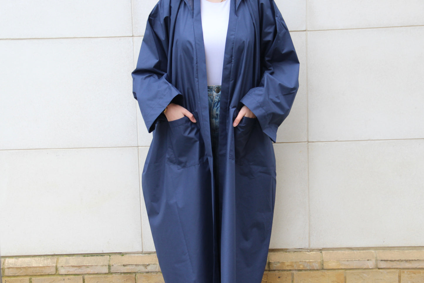 Navy blue cloak rain coat