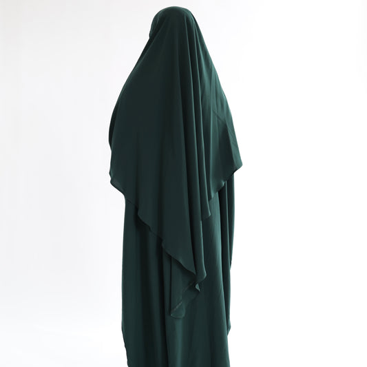 Bottle Green Khimar with Niqab Ties