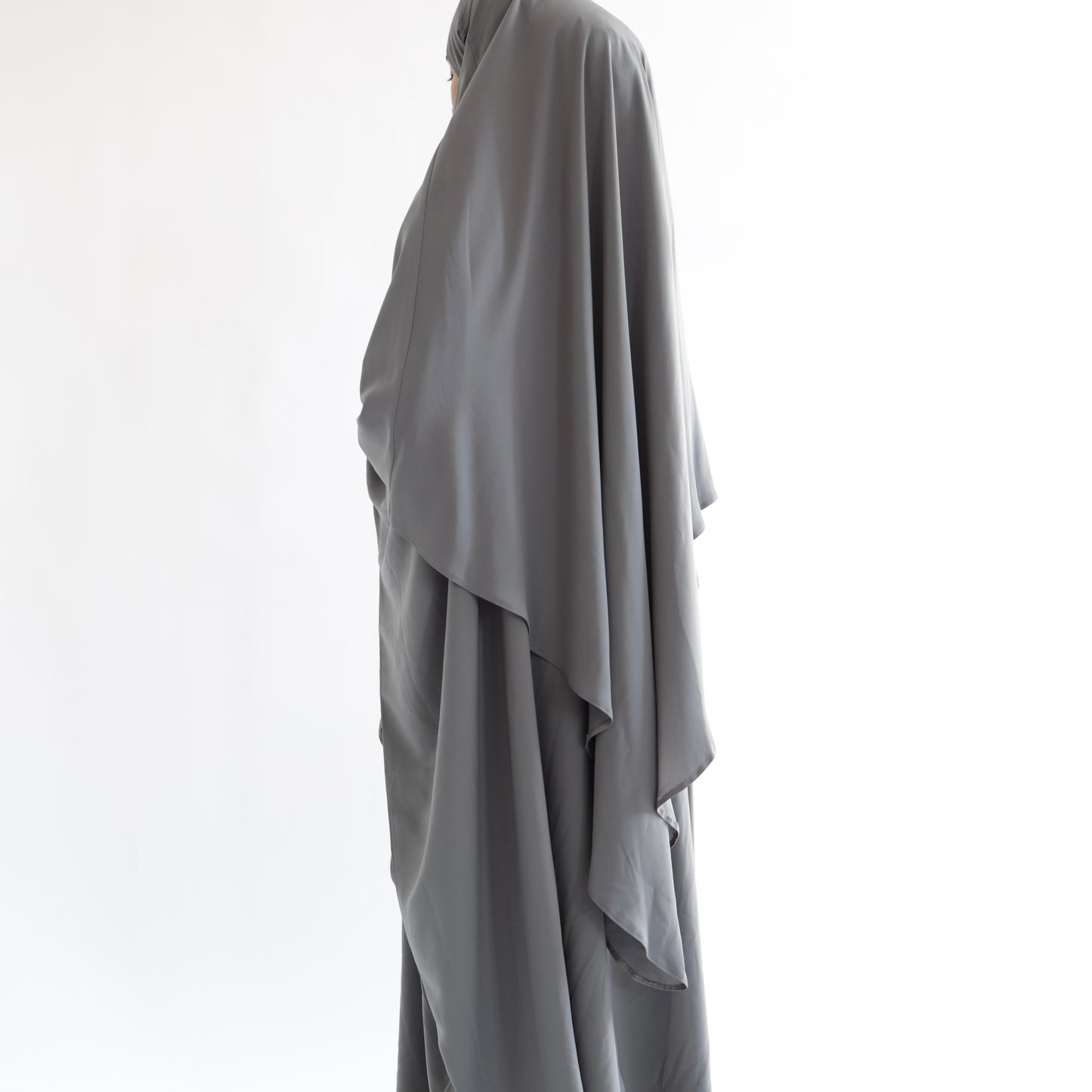Light Grey Khimar with Niqab Ties