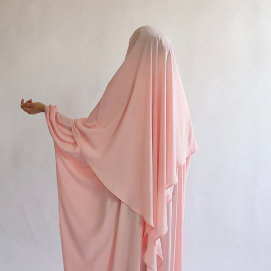Baby Pink Khimar with Niqab Ties